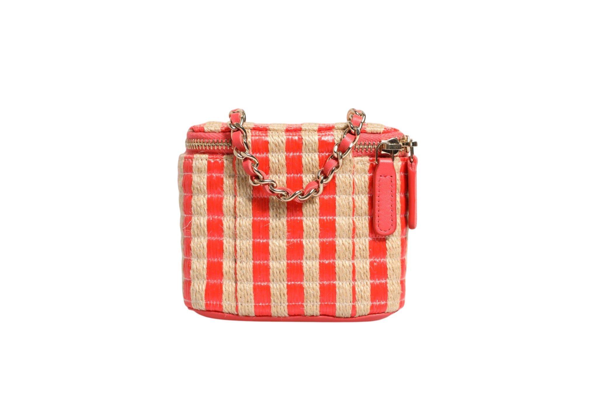Chanel Raffia Jute Striped Mini Vanity Case - Artisanal Luxury