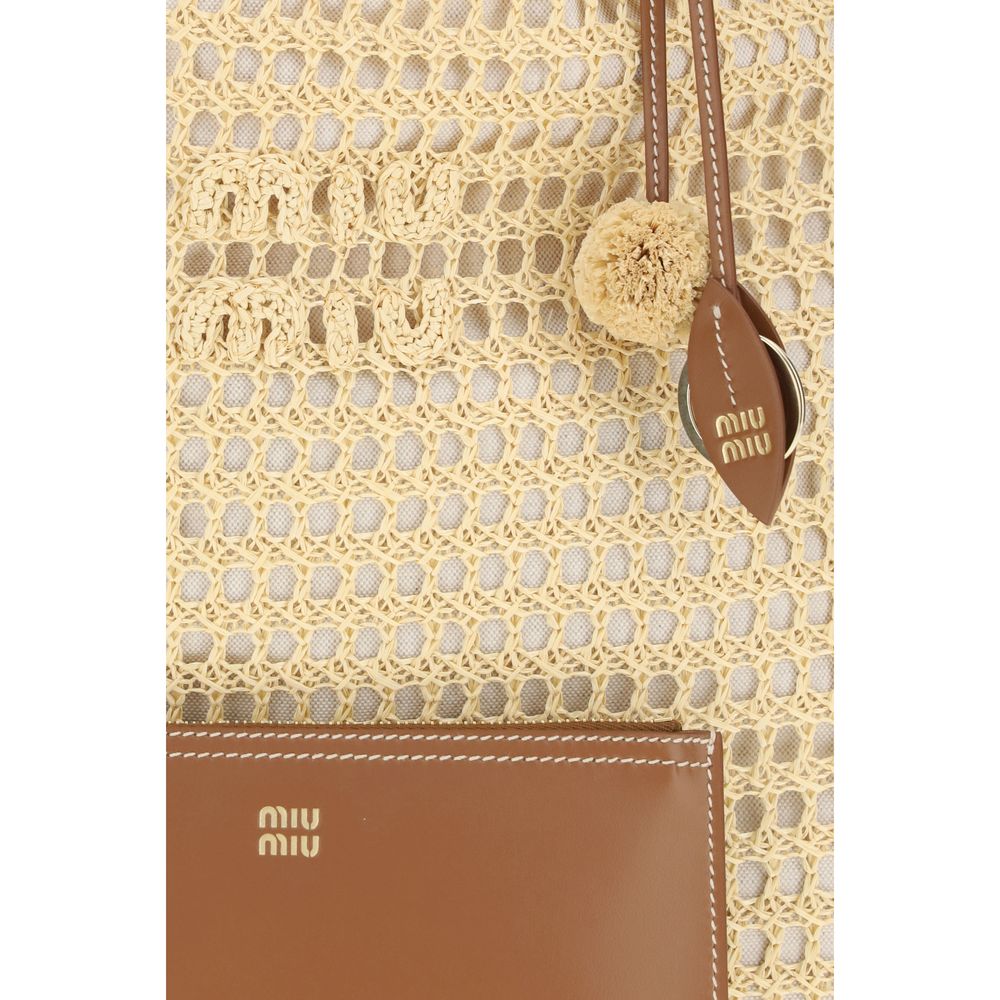 Miu Miu Beige Cotton Shoulder Bag