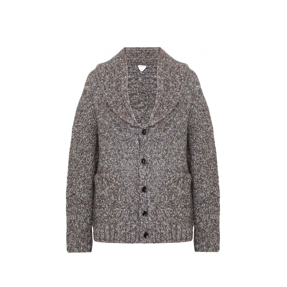 Bottega Veneta Gray Alpaca Leather Cardigan - Luxurious Couture