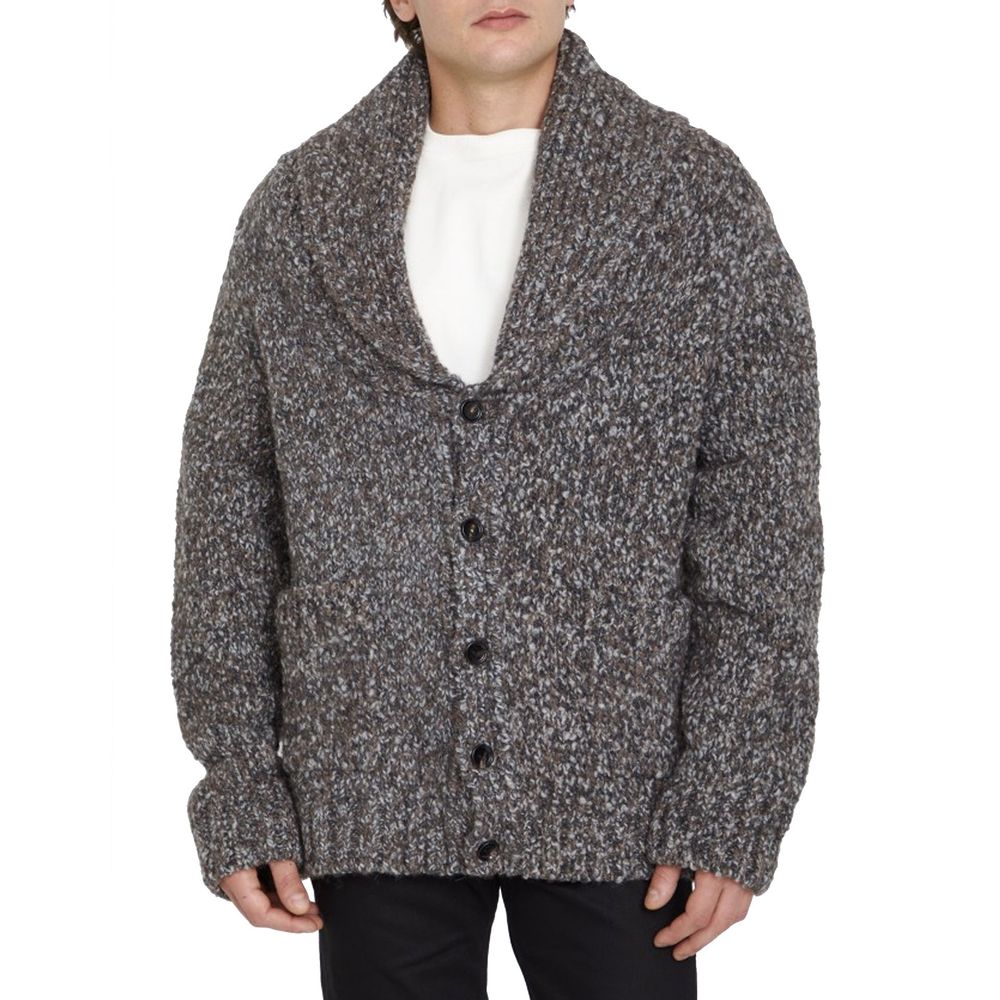 Bottega Veneta Gray Alpaca Leather Cardigan - Artisanal Luxury