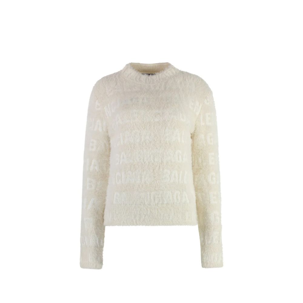 Balenciaga White Elastane Sweatshirt - Designer Couture Elegance