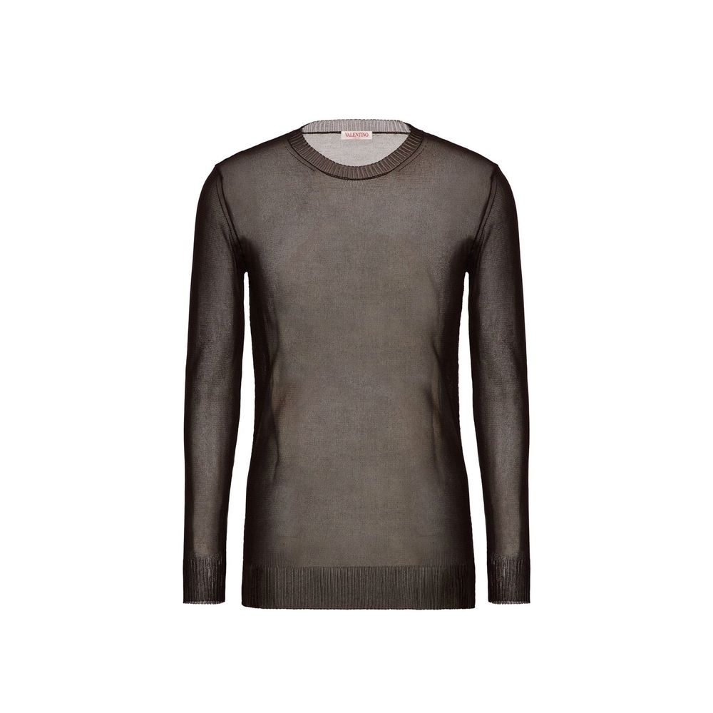 Indulge in the Valentino Brown Silk Sweatshirt, a masterpiece of 100% silk that embodies timeless elegance and sophisticated allure for discerning individuals.