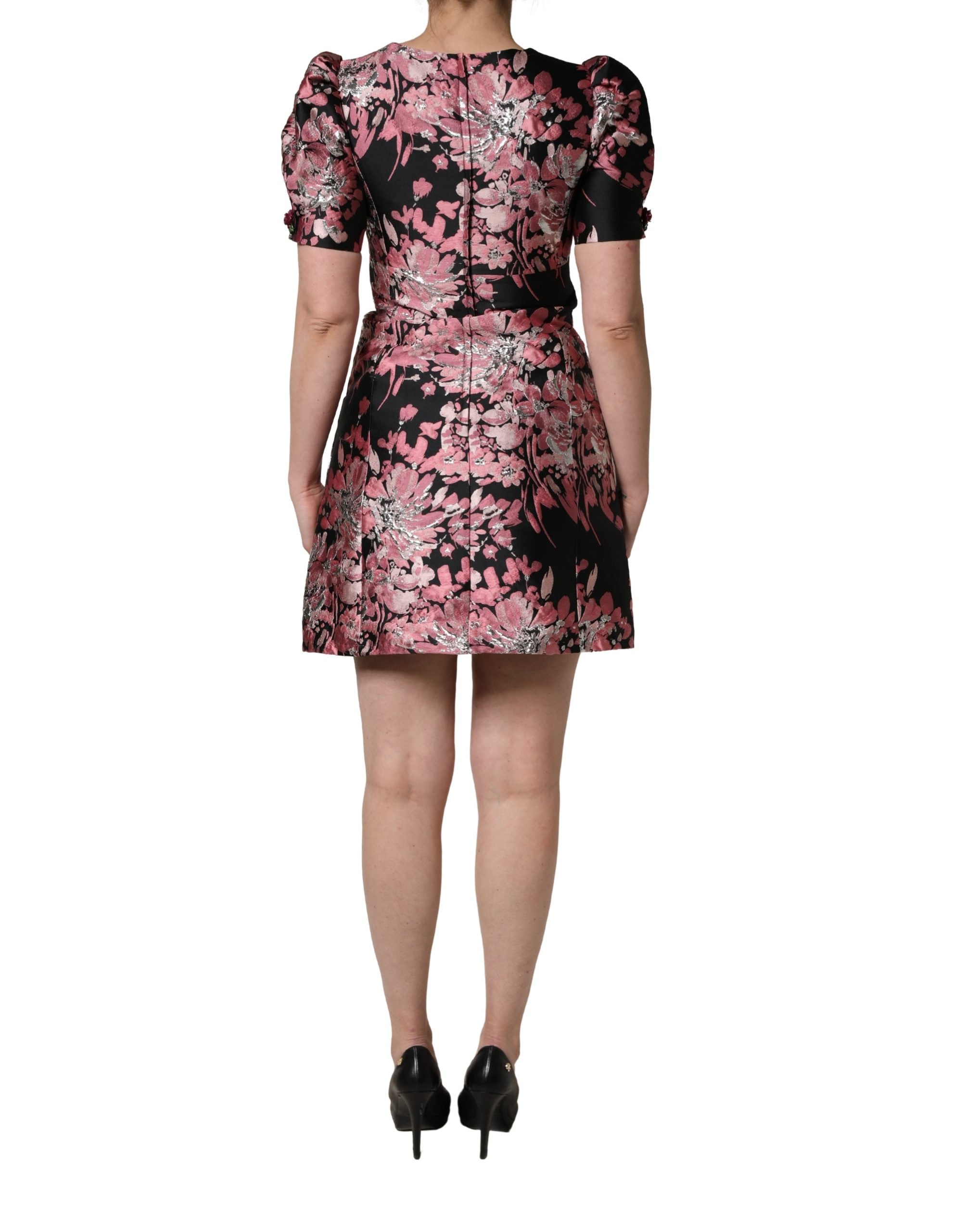 Elevate your wardrobe with the Dolce & Gabbana Multicolor Floral Brocade A-line Mini Dress, a masterpiece of Italian craftsmanship that embodies elegance and allure.