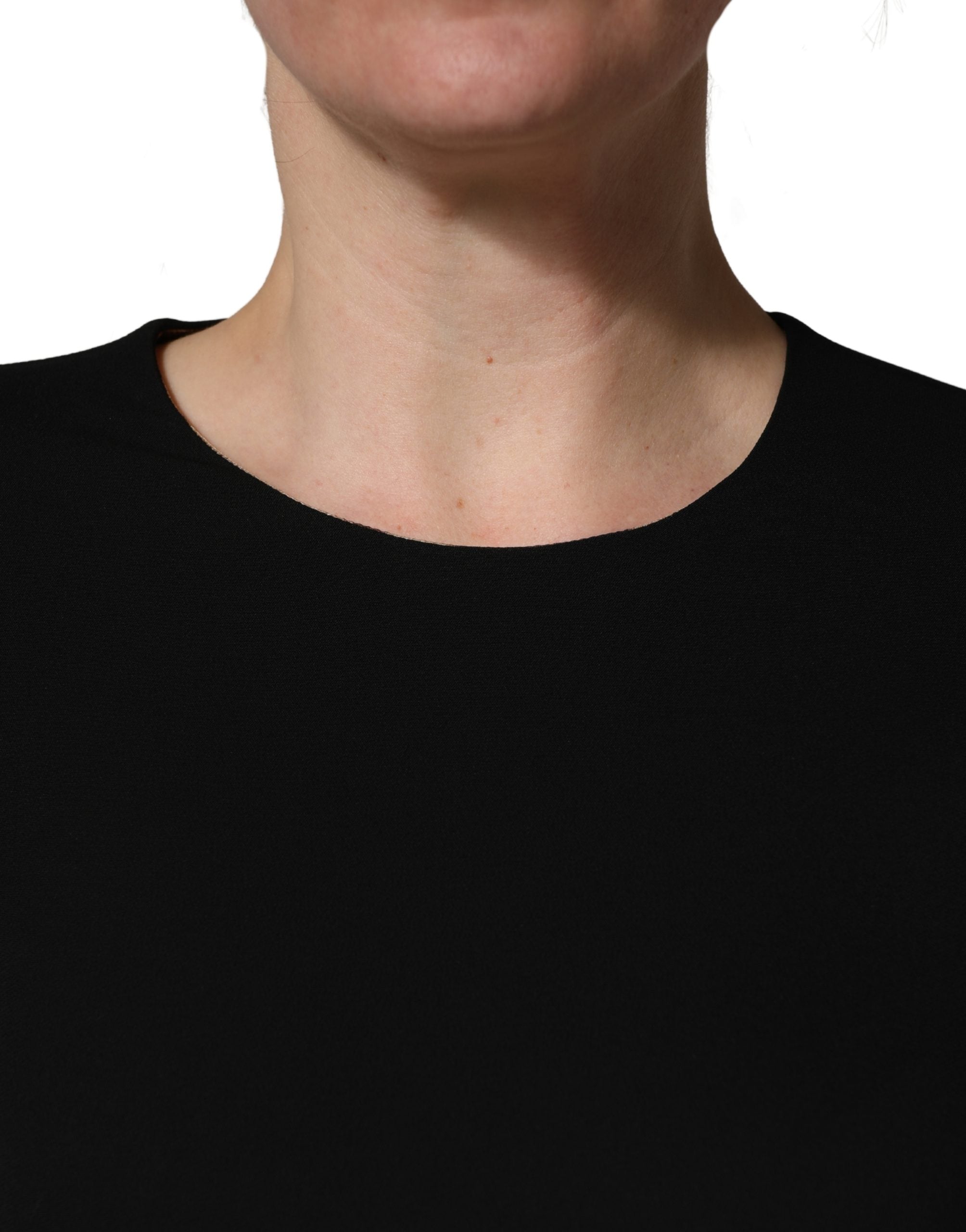 Dolce & Gabbana Black Viscose Lace Long Sleeves Mini Dress