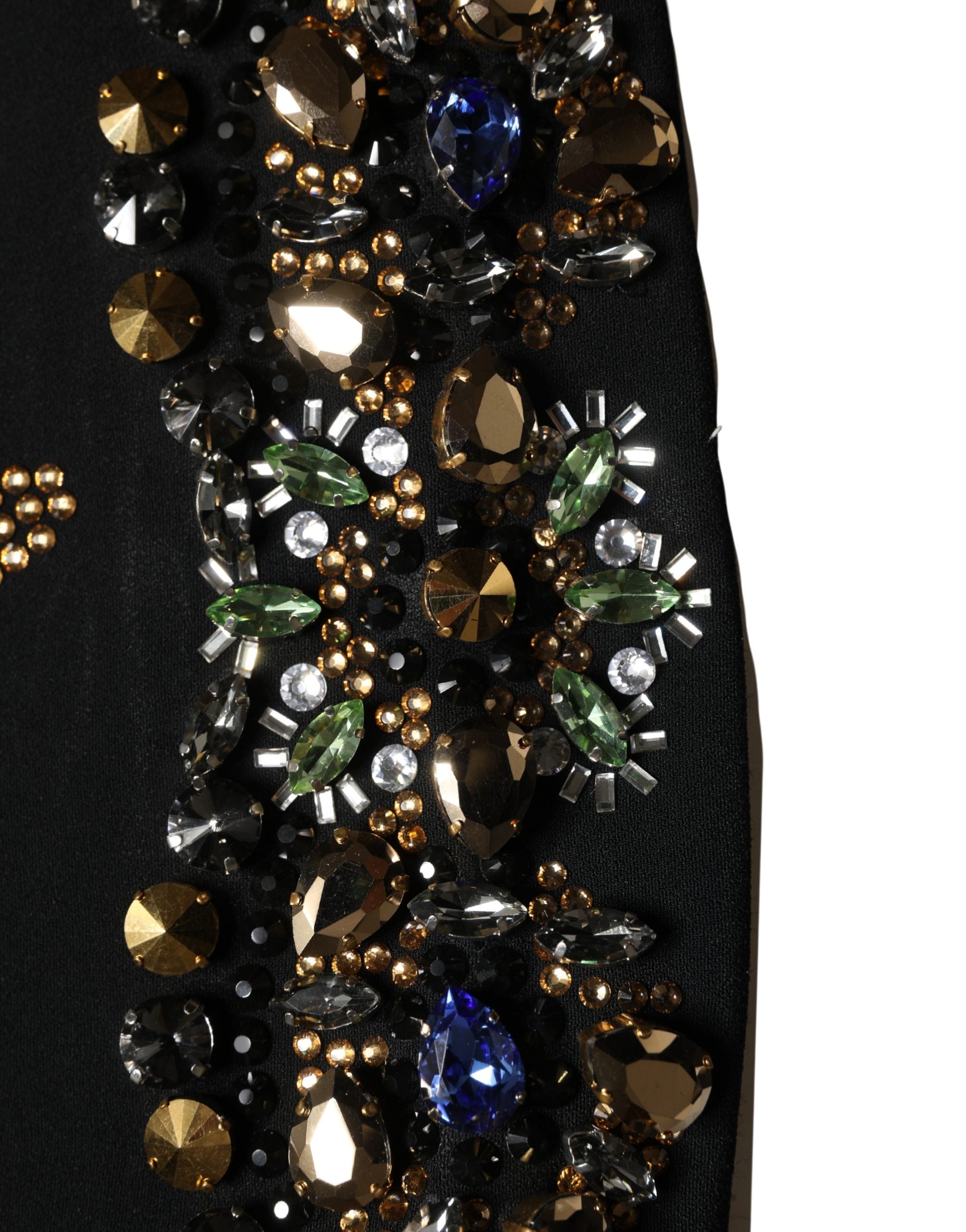 Dolce & Gabbana Black Sleeveless Floral Bead Embellishments Dress