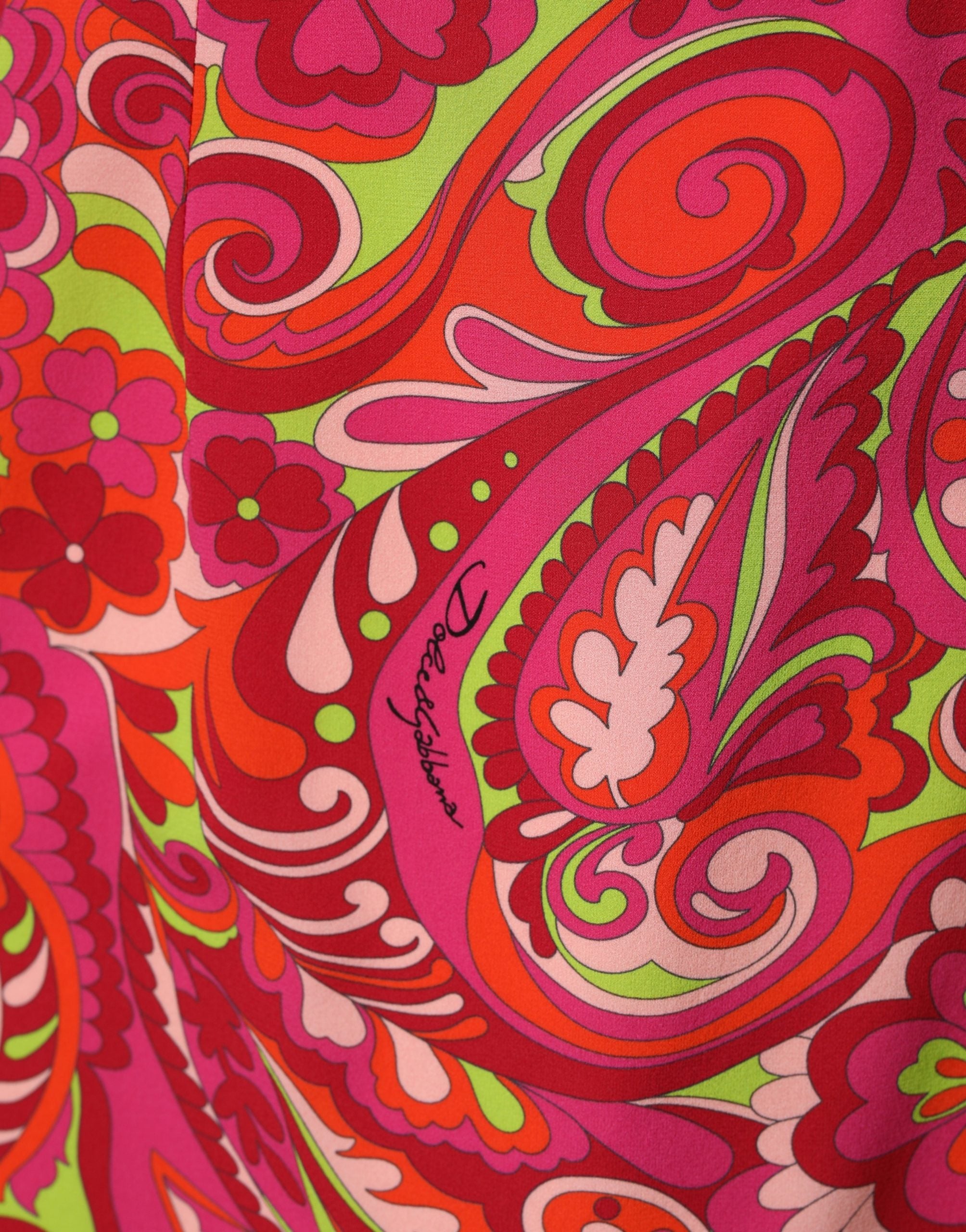 Dolce & Gabbana Red Paisley Floral Print Sheath Midi Dress