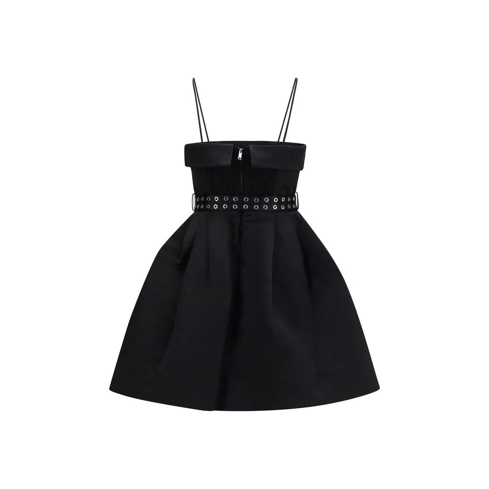 Ganni Black Satin Full Skirt Dress - Effortless Elegance