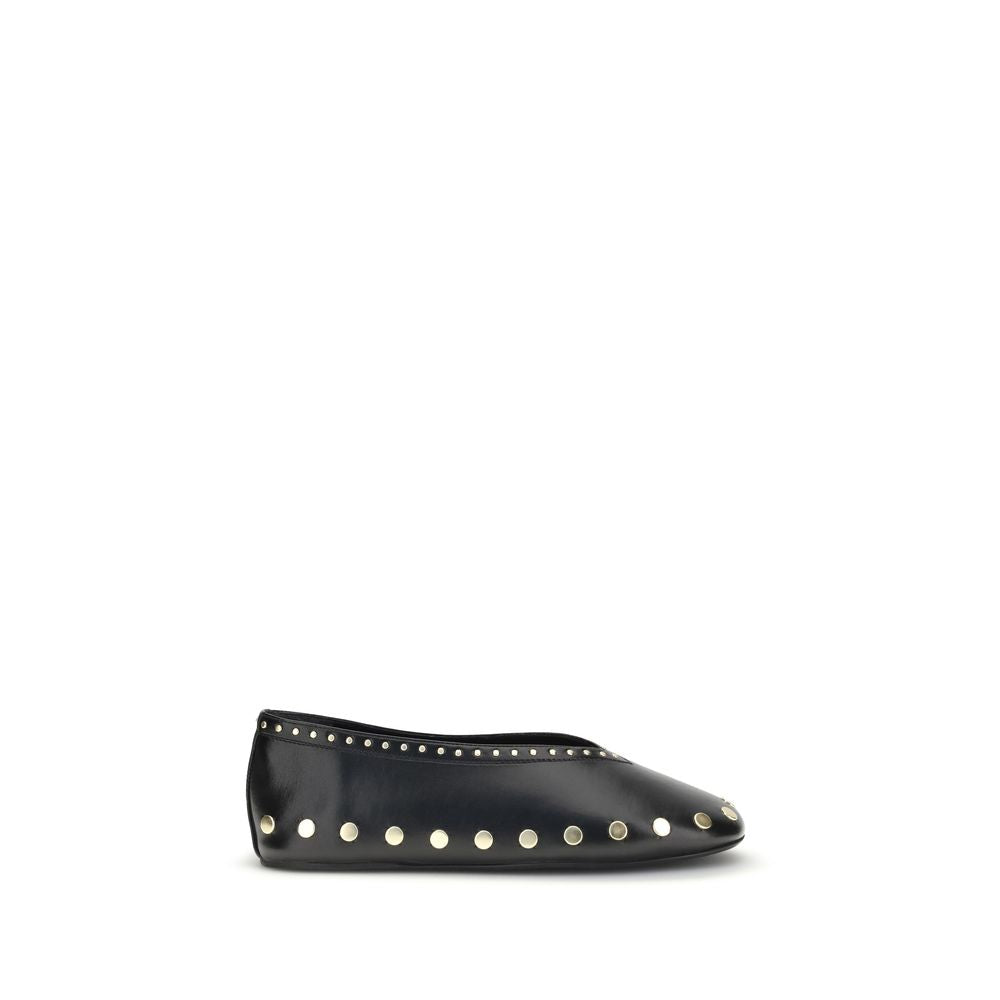 Ganni Black Ballet Flats - Exquisite Luxury with Gold Studs