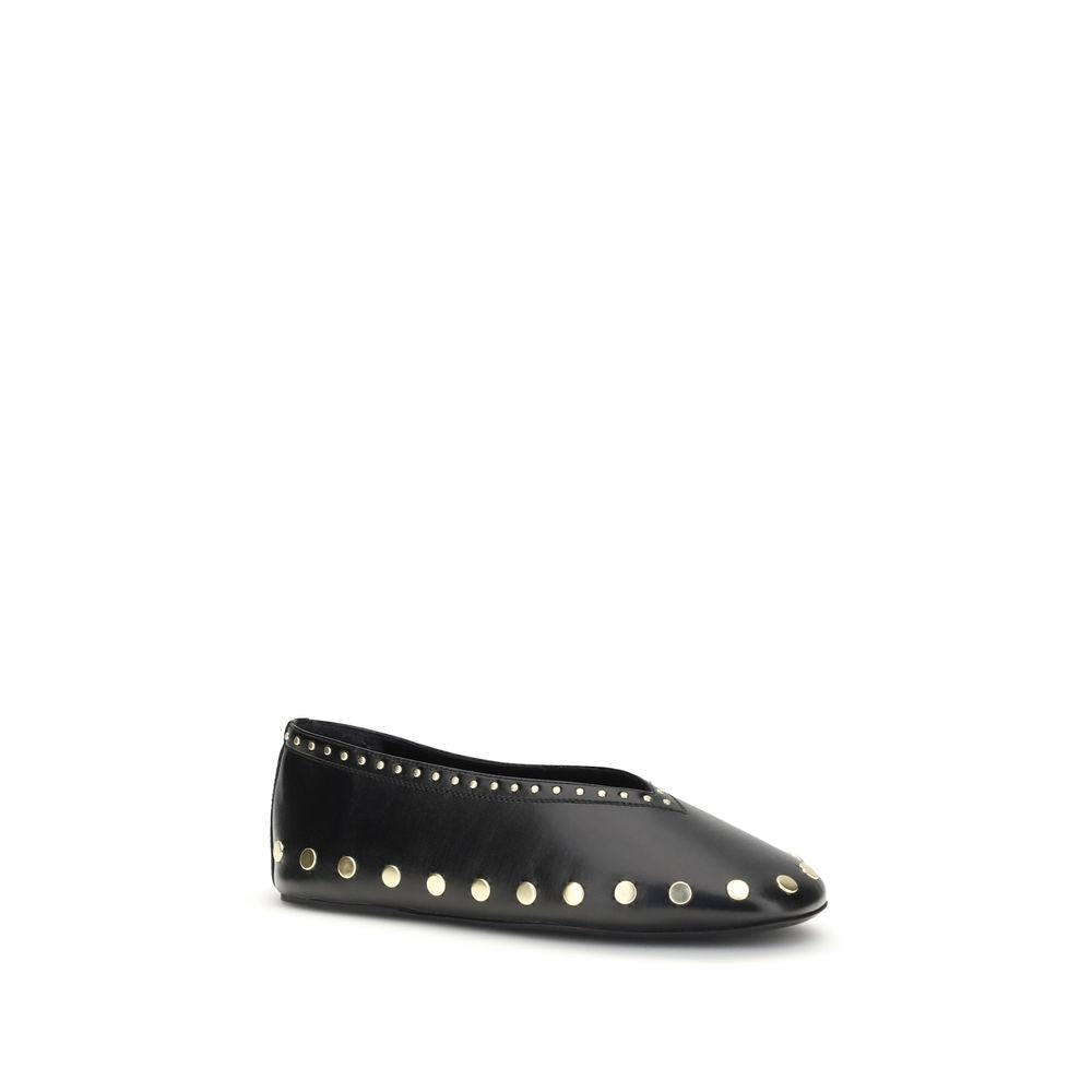 Ganni Black Ballet Flats - Exquisite Luxury with Gold Accents