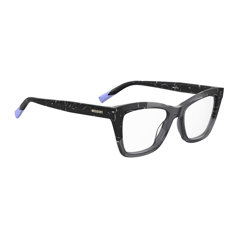 Elevate your allure with Missoni Gray Acetate Glasses, where exquisite craftsmanship meets timeless elegance, perfect for the discerning individual seeking sophistication.