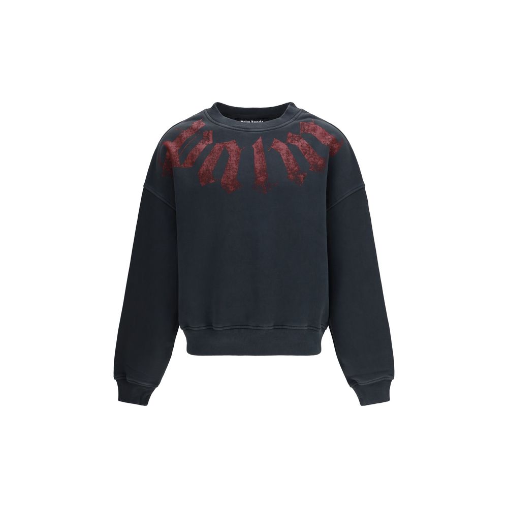 Elevate your wardrobe with the Palm Angels Black Cotton Sweatshirt, a luxurious blend of comfort and style, featuring a bold logo for the discerning fashion connoisseur.