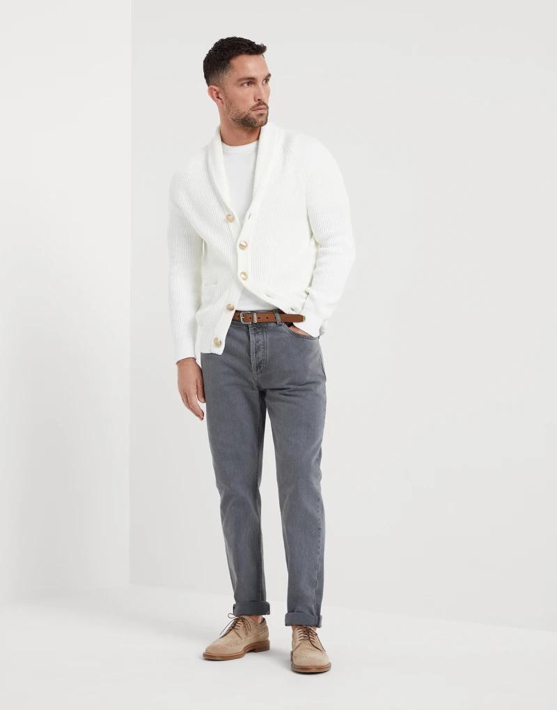 Brunello Cucinelli Light Blue Cotton Straight-Leg Jeans