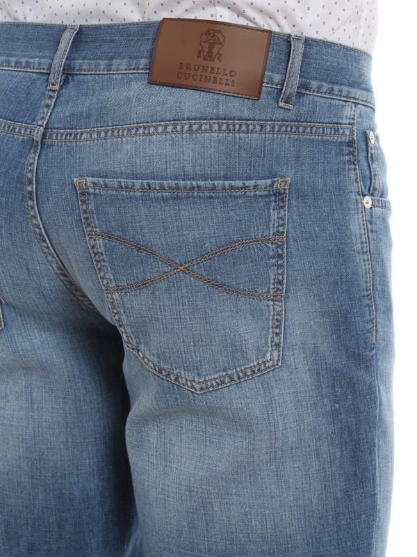 Brunello Cucinelli Blue Cotton Straight-Leg Jeans
