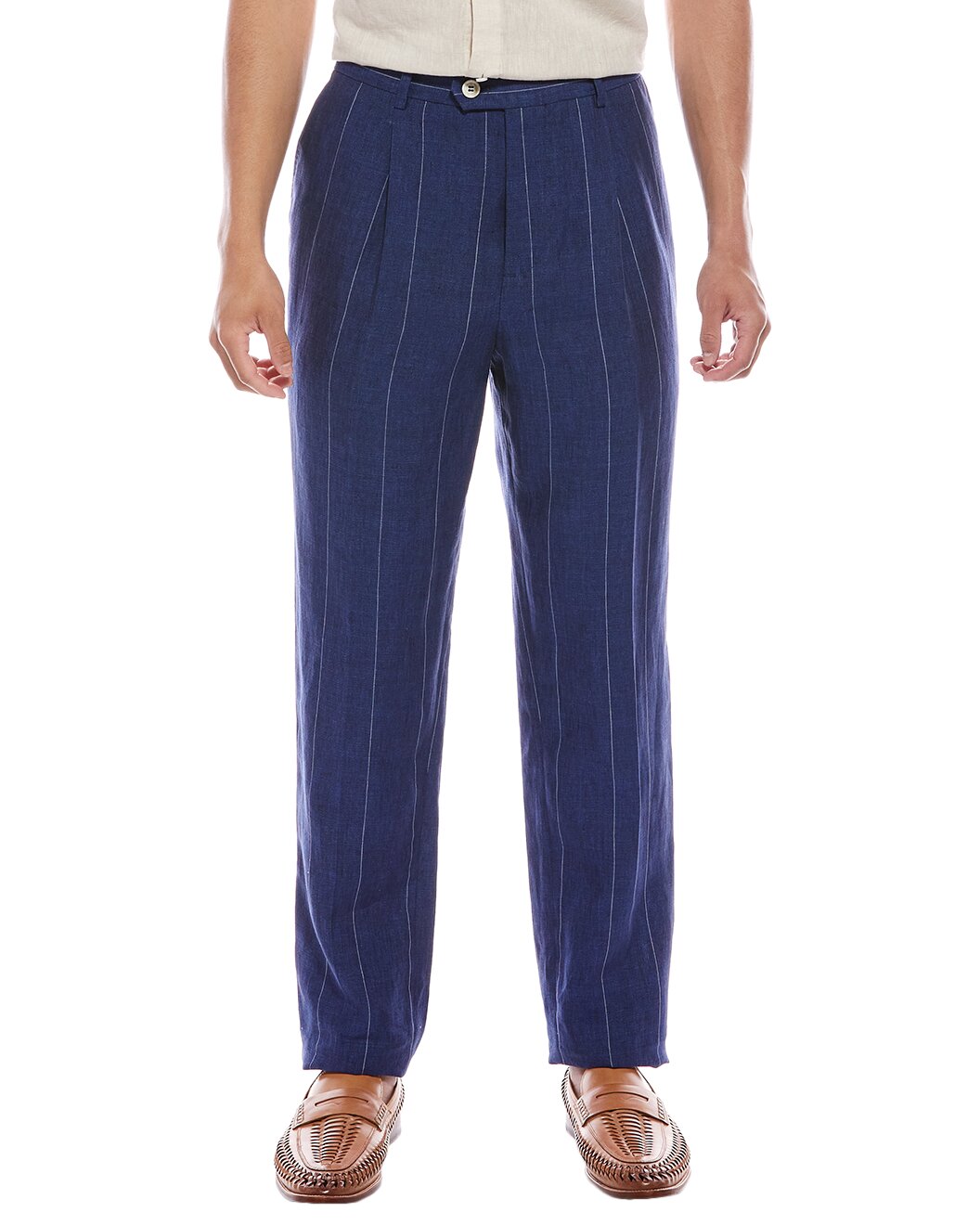 Brunello Cucinelli Blue Linen Casual Pants