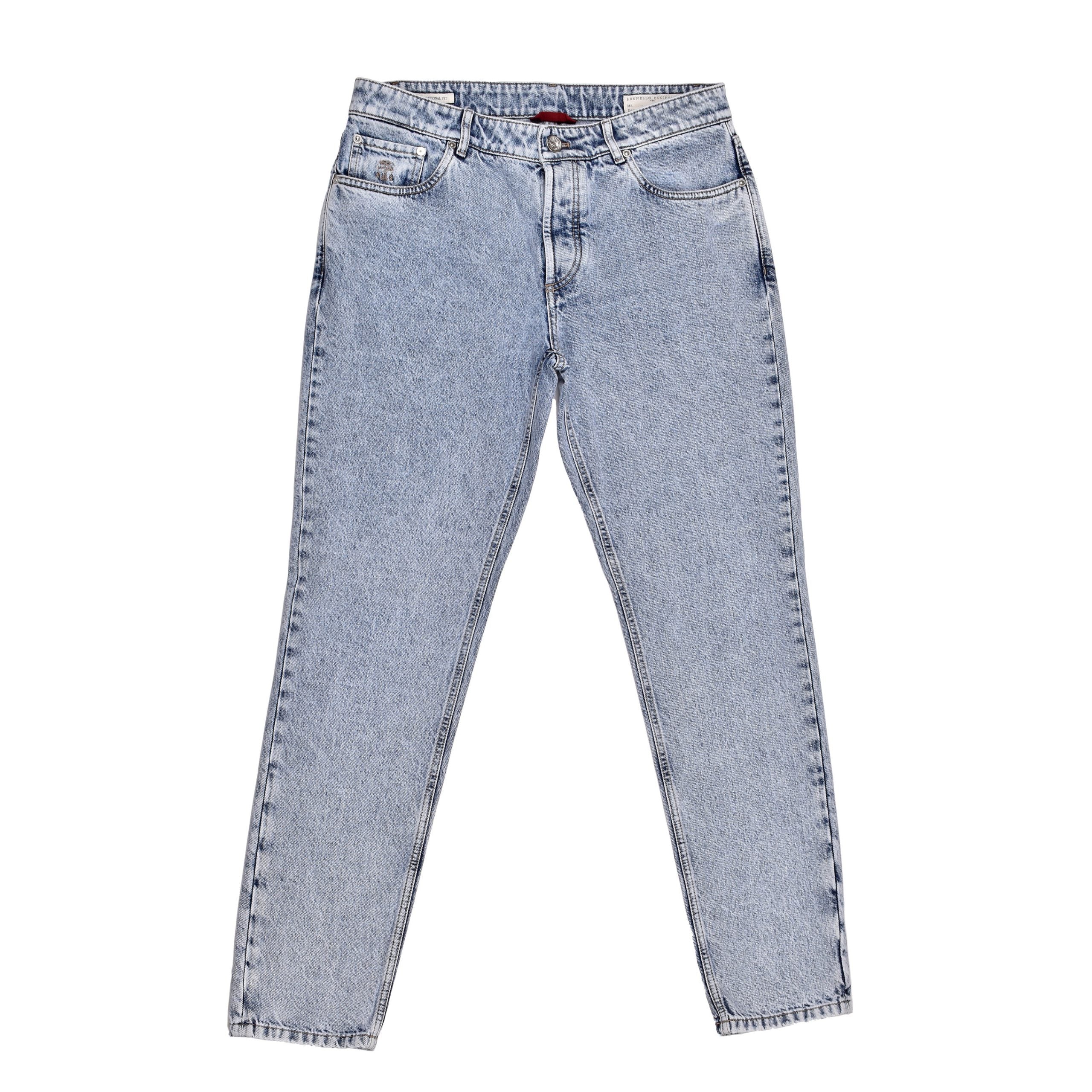 Brunello Cucinelli Blue Cotton Straight-Leg Jeans