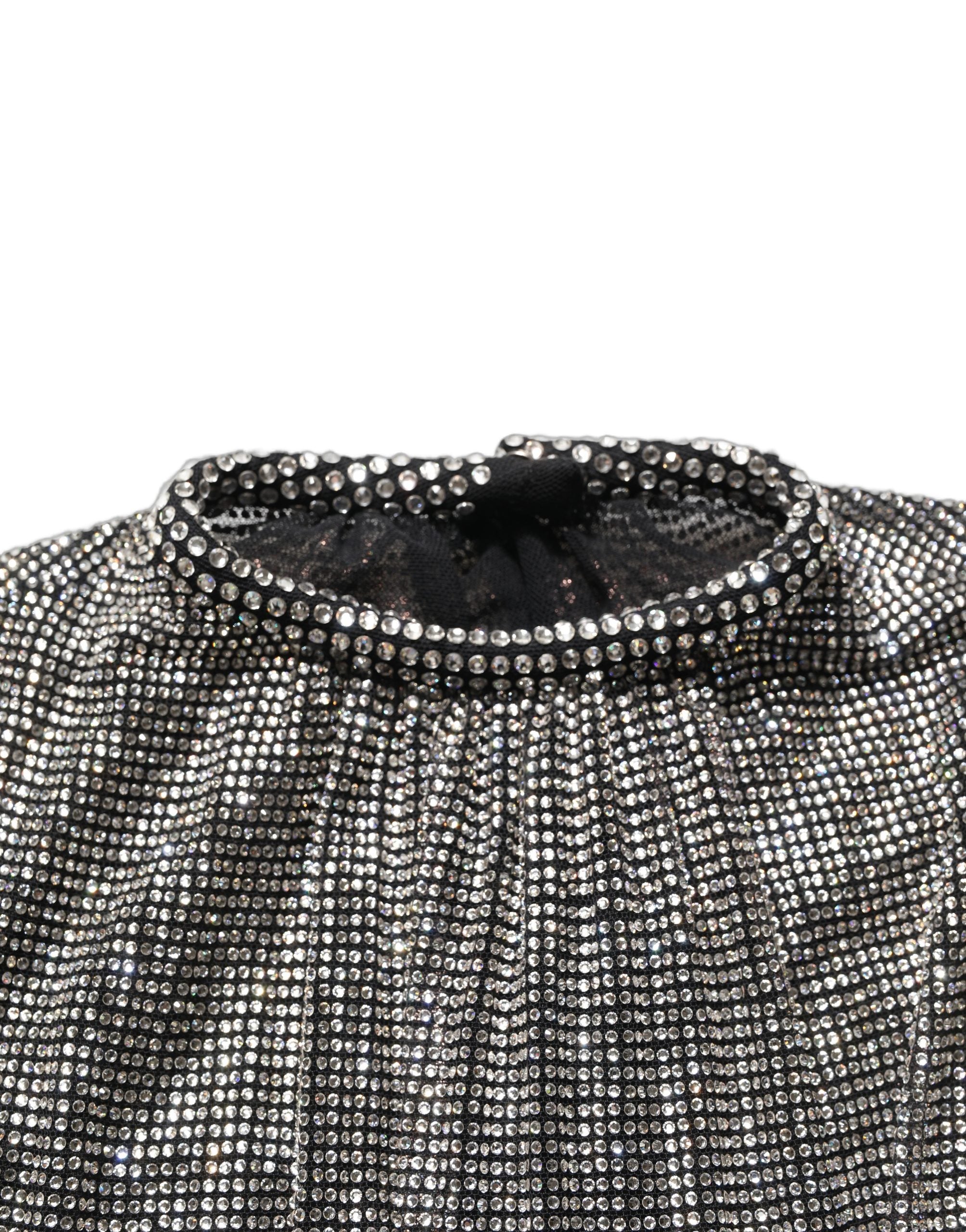 Dolce & Gabbana Silver Rhinestones Bodysuit Dress Couture