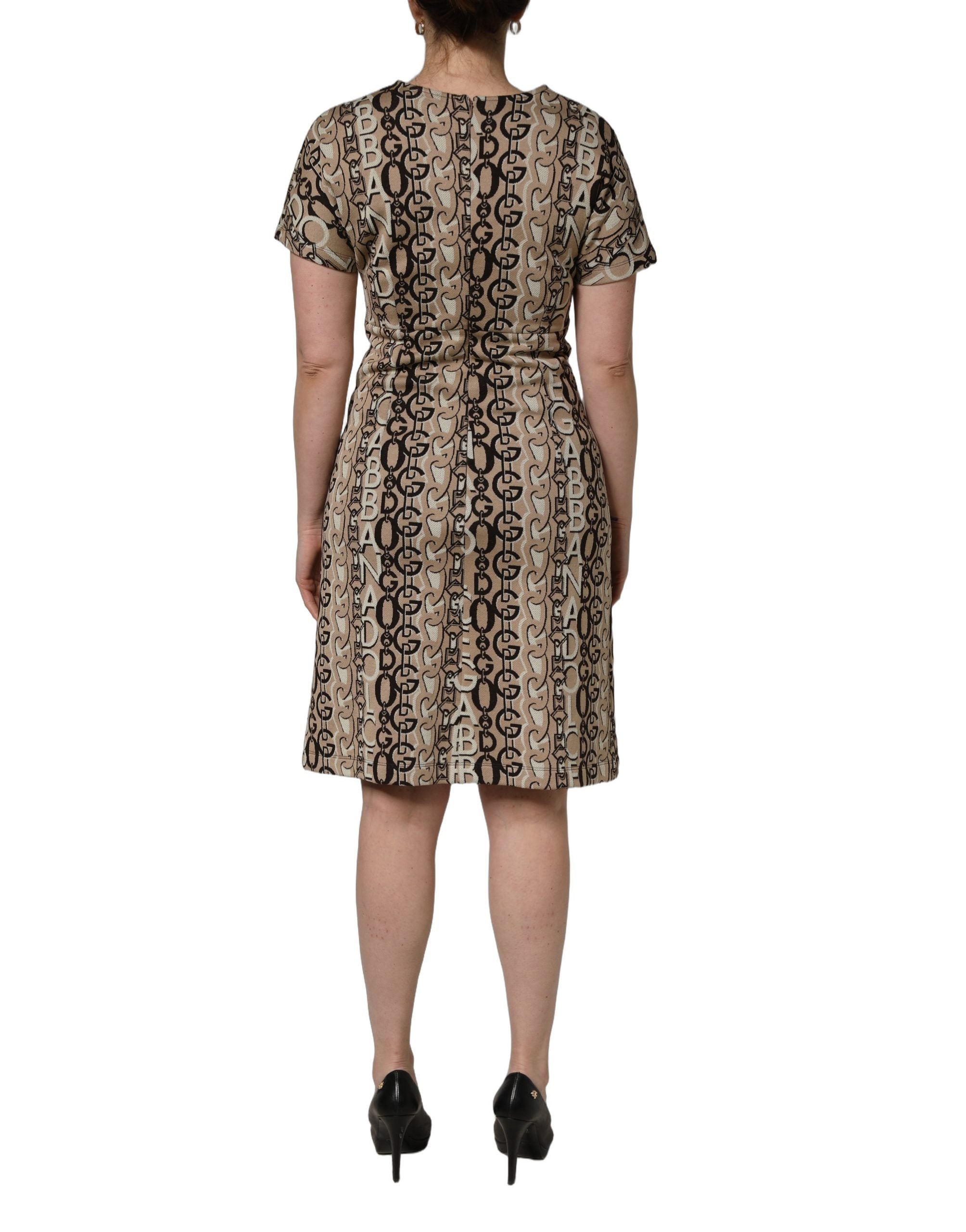 Dolce & Gabbana Brown DG Logo Chain Sheath Dress - Couture Elegance