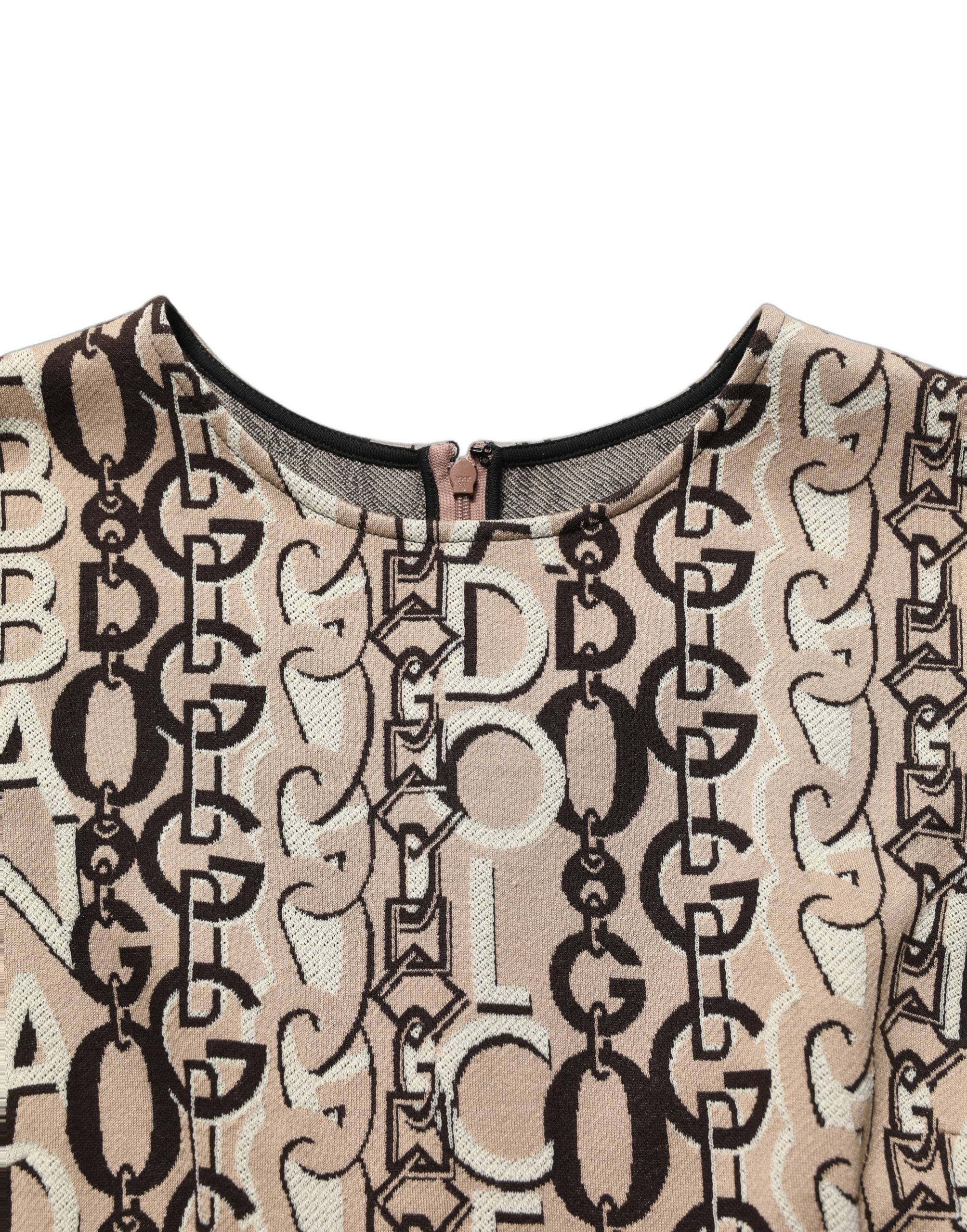 Dolce & Gabbana Brown DG Logo Chain Sheath Dress - Couture Elegance