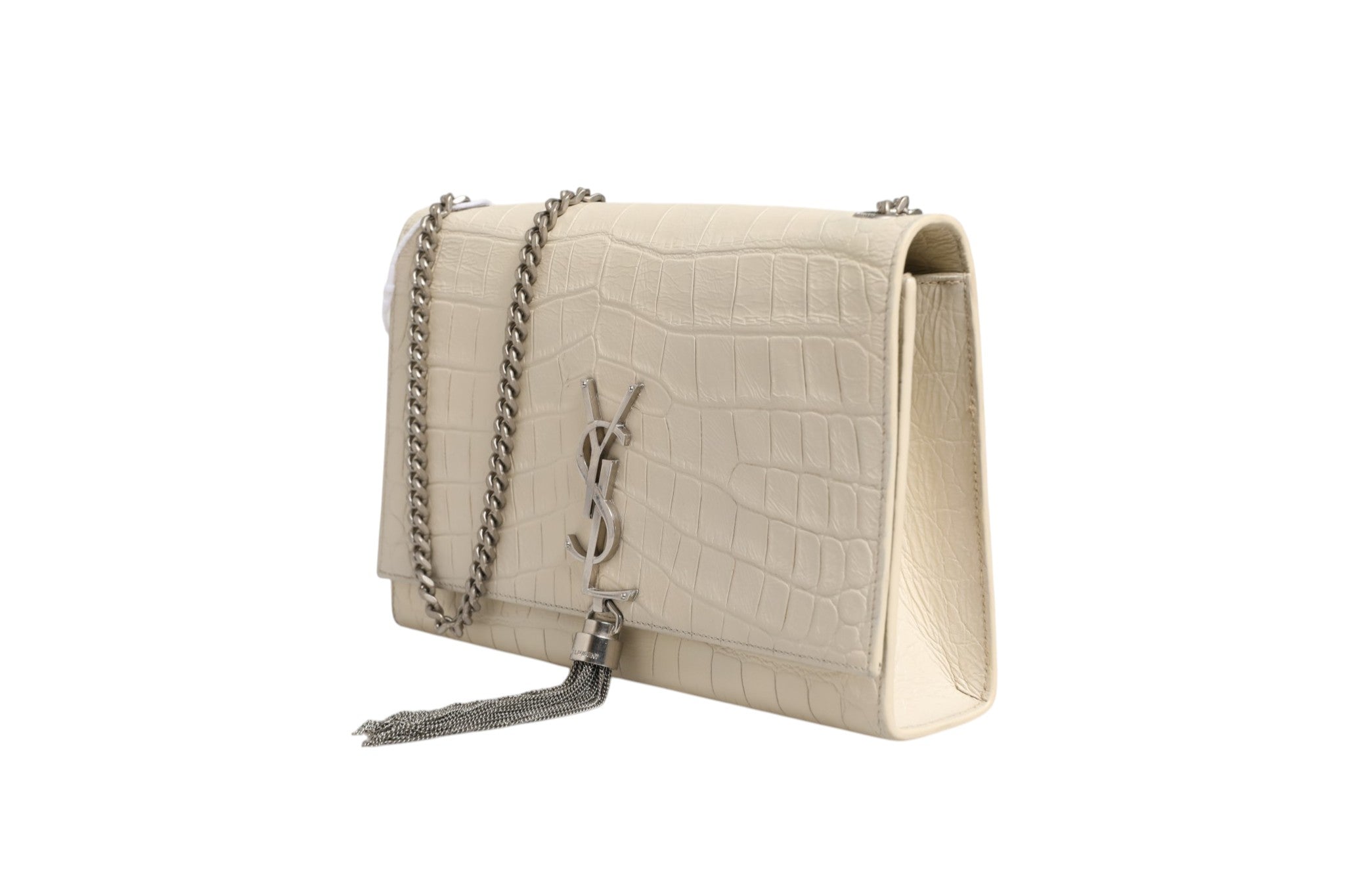 Saint Laurent Kate Tassel Small Croc-Embossed Leather