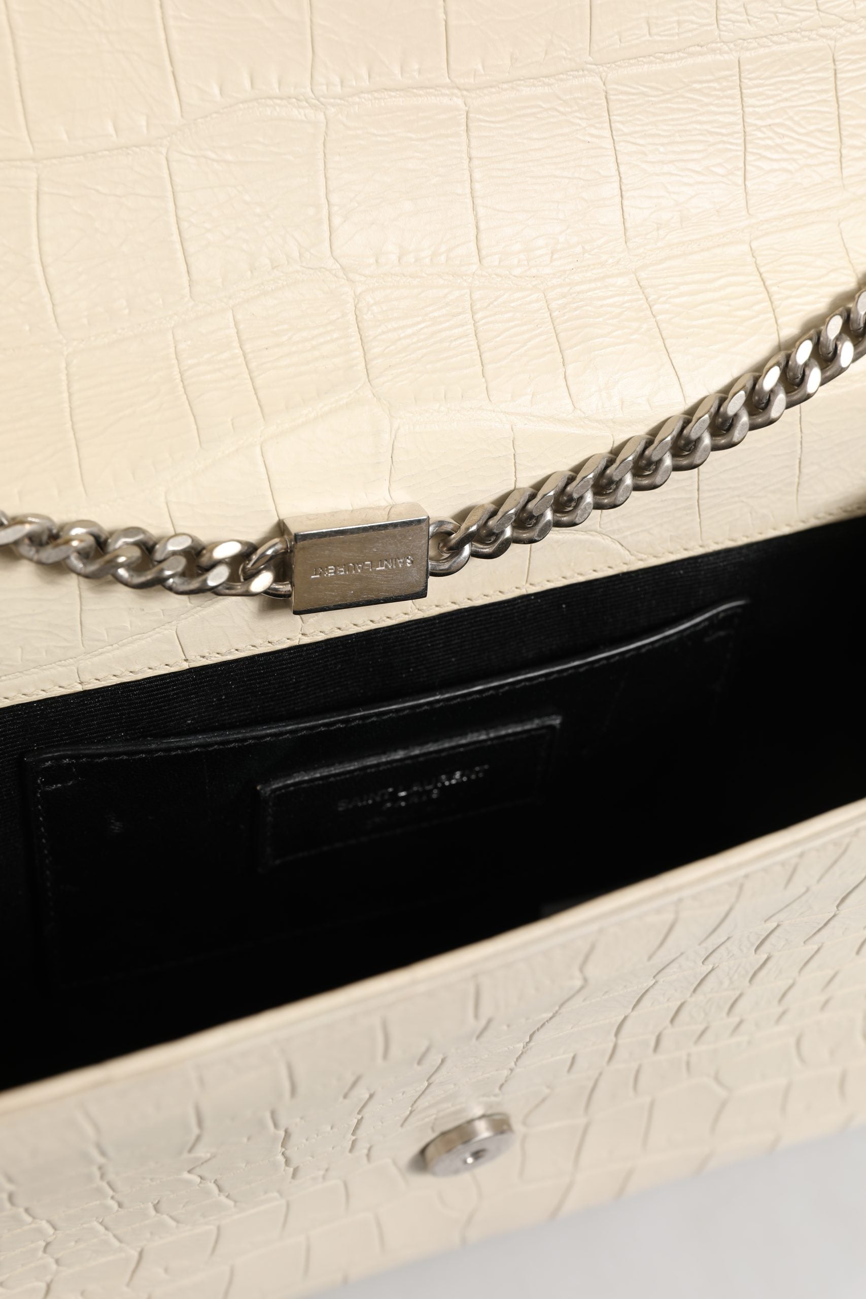 Saint Laurent Kate Tassel Small Croc-Embossed Leather