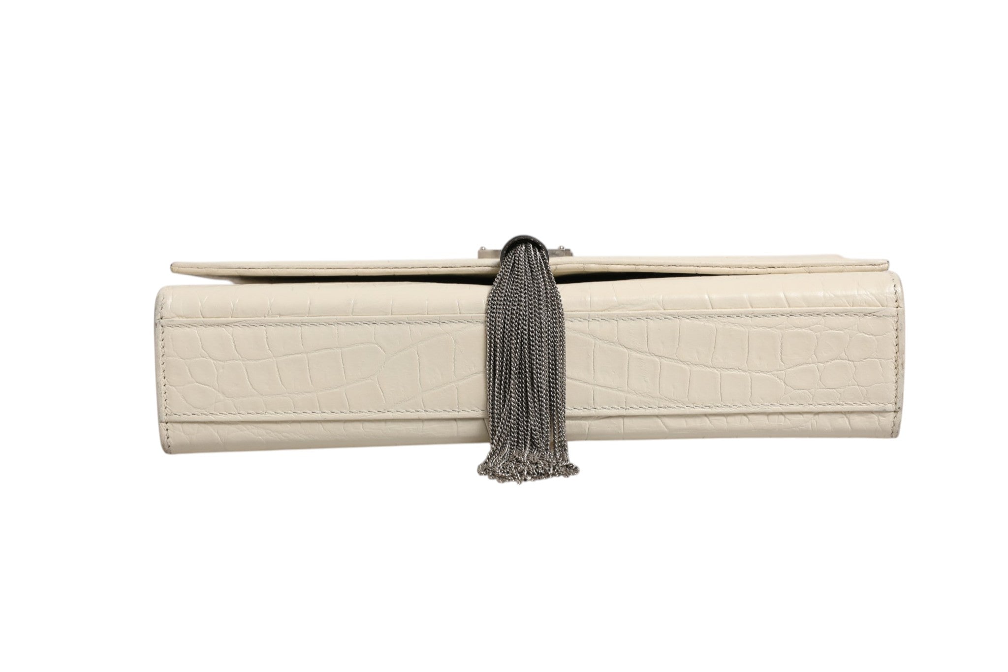 Saint Laurent Kate Tassel Small Croc-Embossed Leather