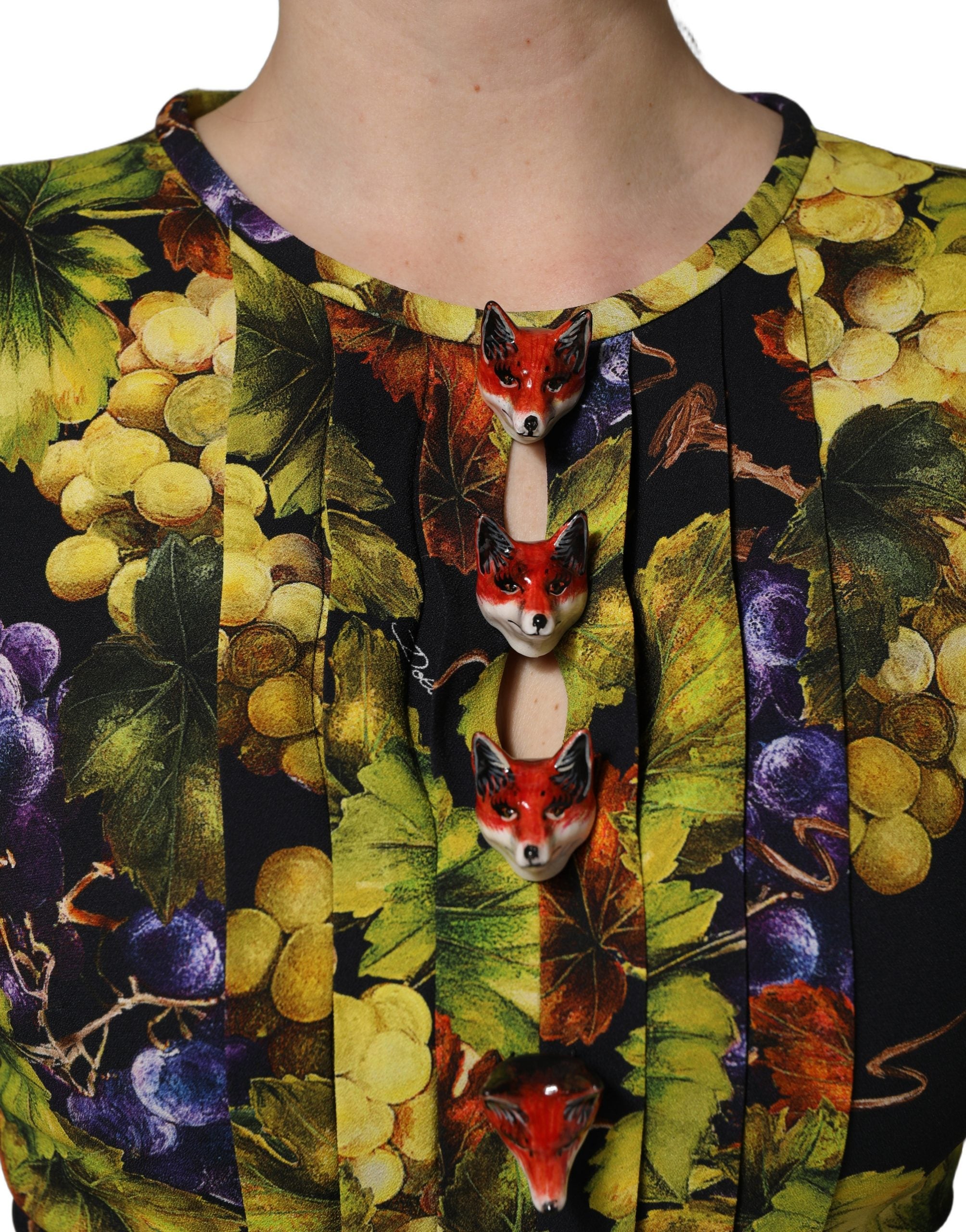 Experience the allure of Dolce & Gabbana's Multicolor Grape Print LongSleeve Midi Dress, a masterpiece of Italian craftsmanship in luxurious viscose and elastane.