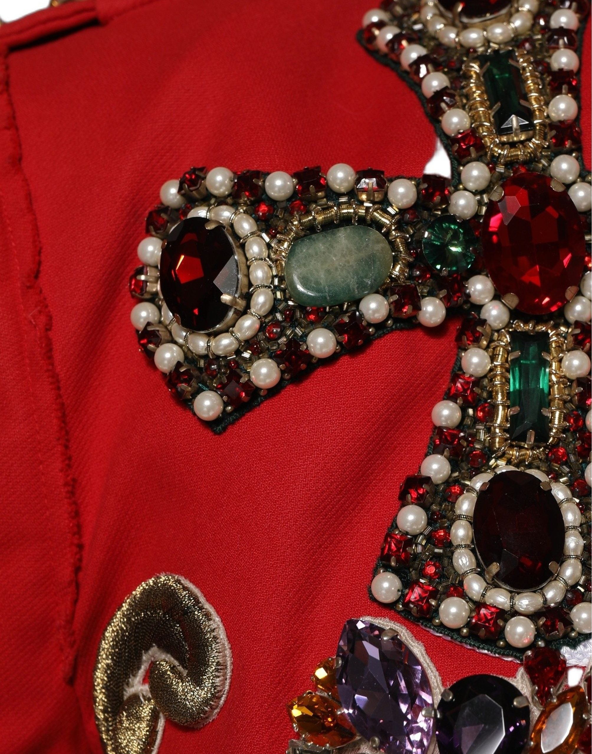 Indulge in the exquisite Dolce & Gabbana Multicolor Asymmetrical Ornate Jewel Cropped Jacket, a masterpiece of Italian craftsmanship that elevates your style with luxurious elegance.