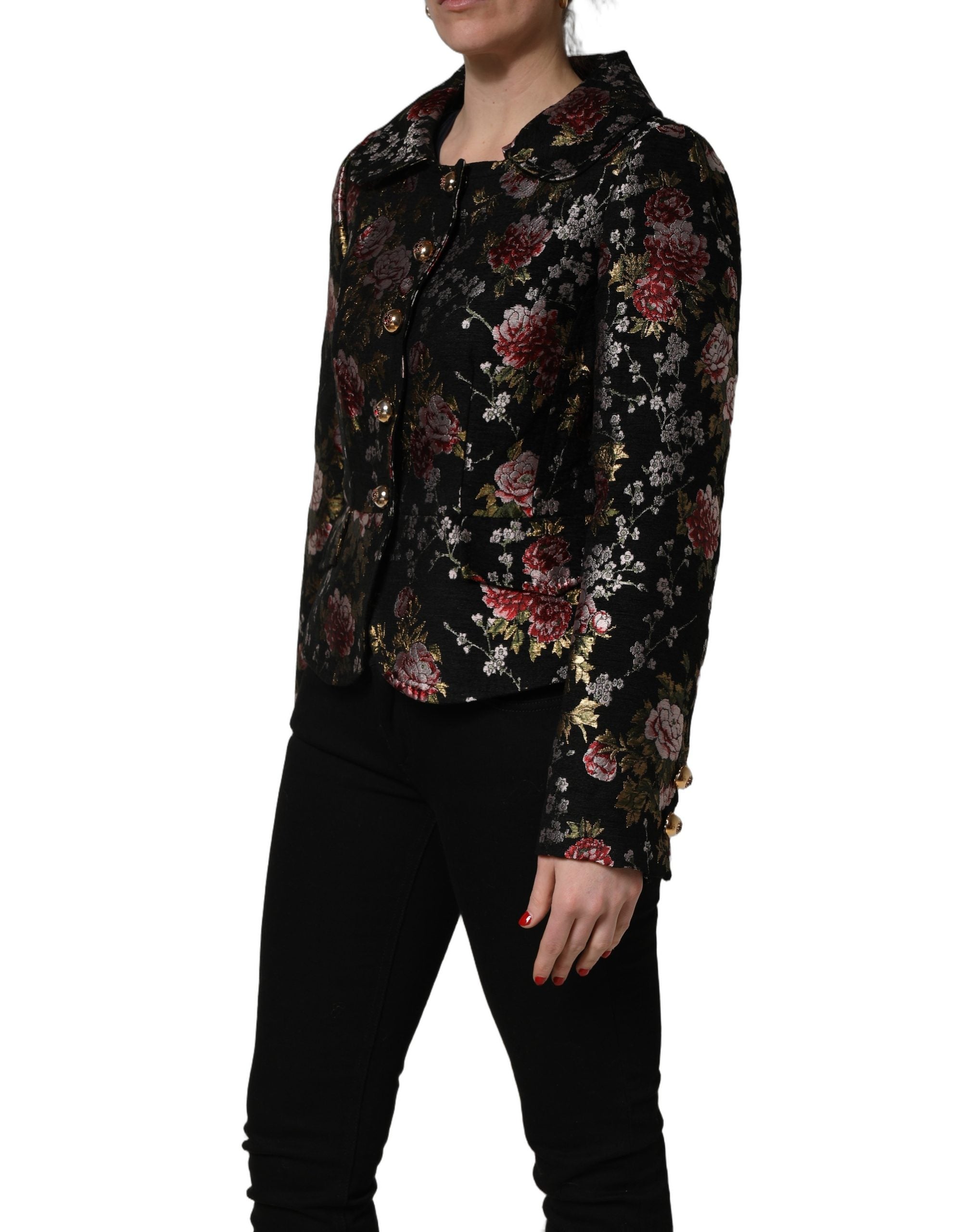 Indulge in the exquisite Dolce & Gabbana Multicolor Floral Brocade Blazer, a timeless piece of Italian craftsmanship that embodies luxury and elegance for the discerning individual.