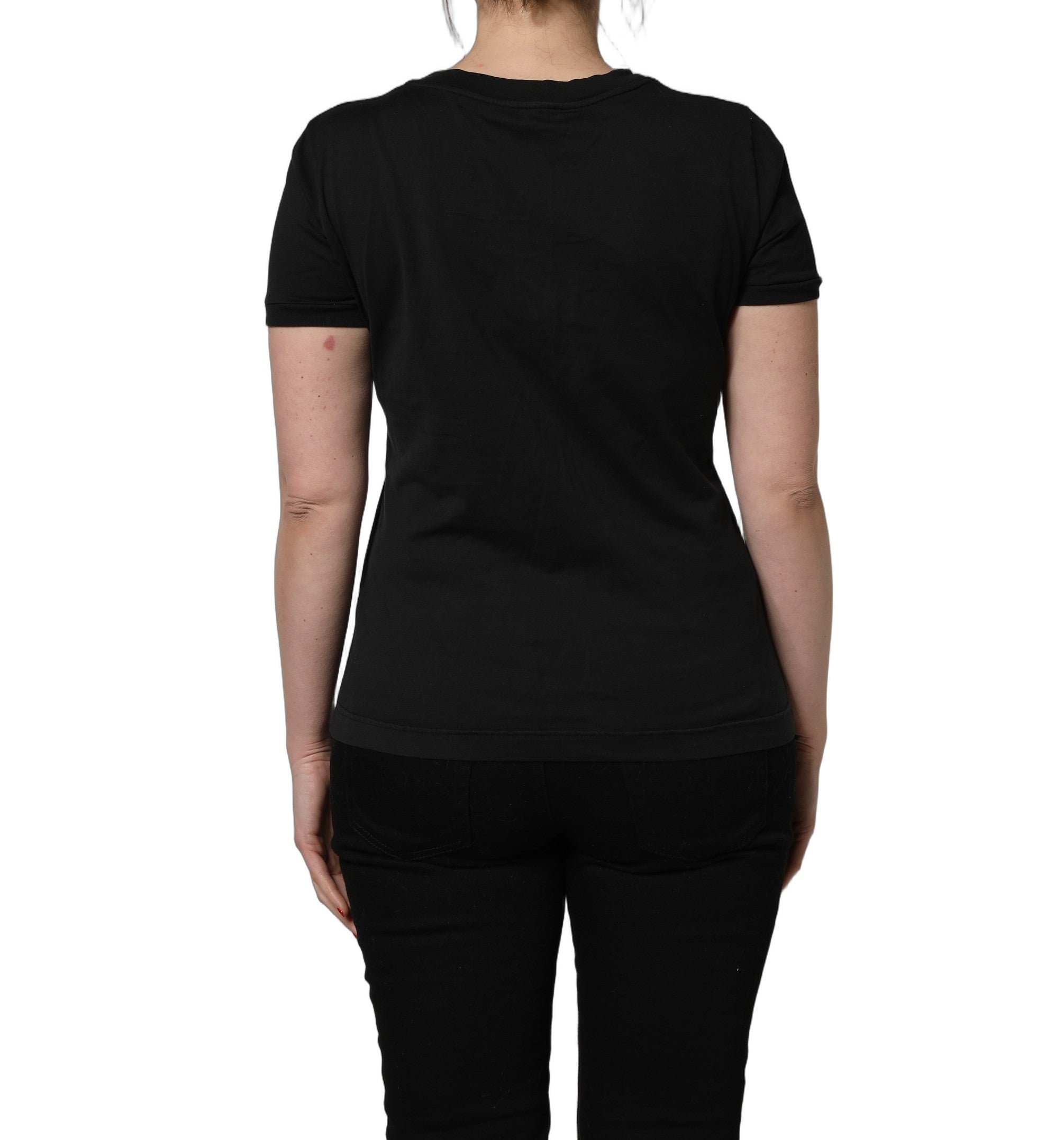 Dolce & Gabbana Black Cotton T-shirt - Artisanal Luxury Elegance
