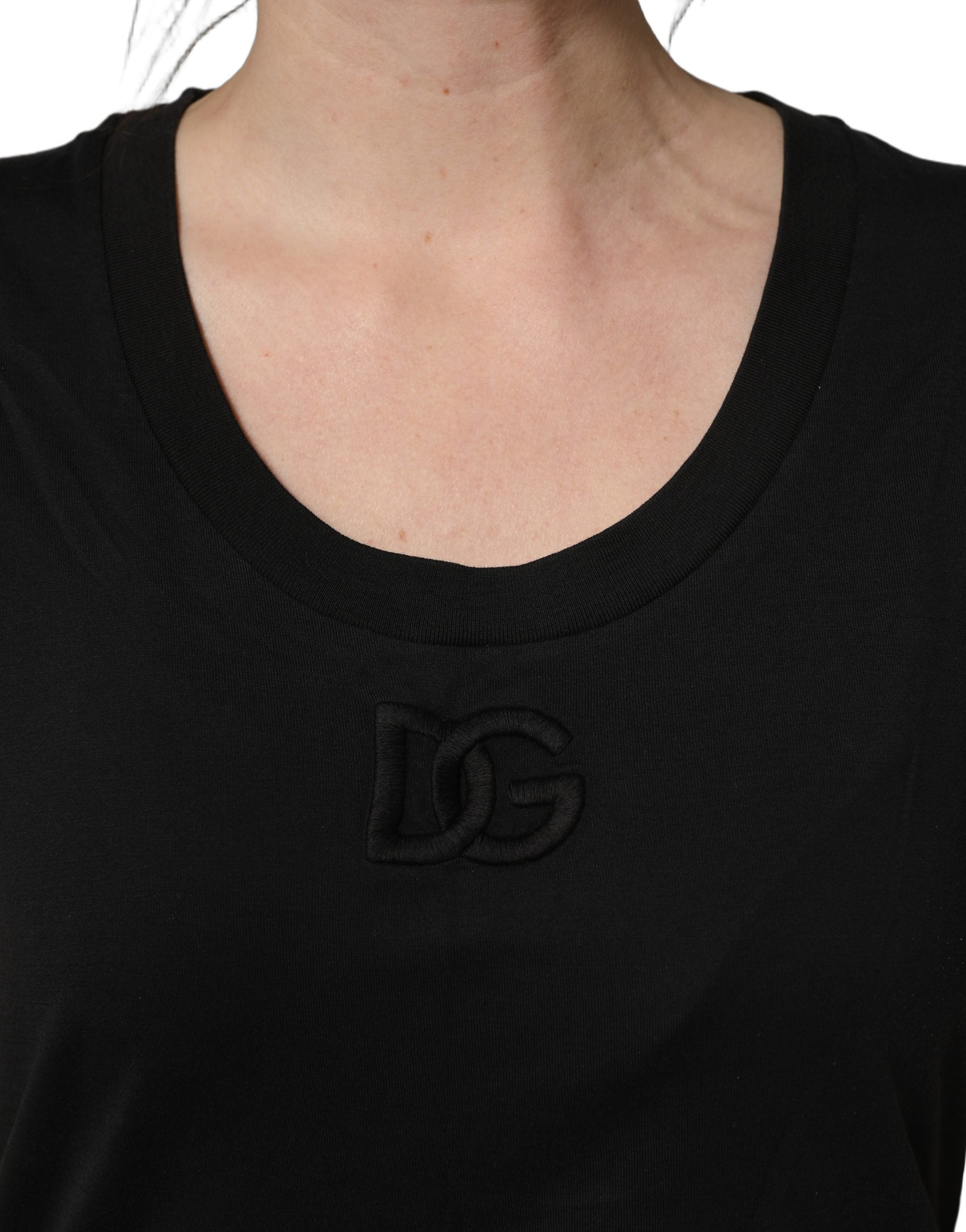 Dolce & Gabbana Black Cotton T-shirt - Artisanal Luxury Elegance