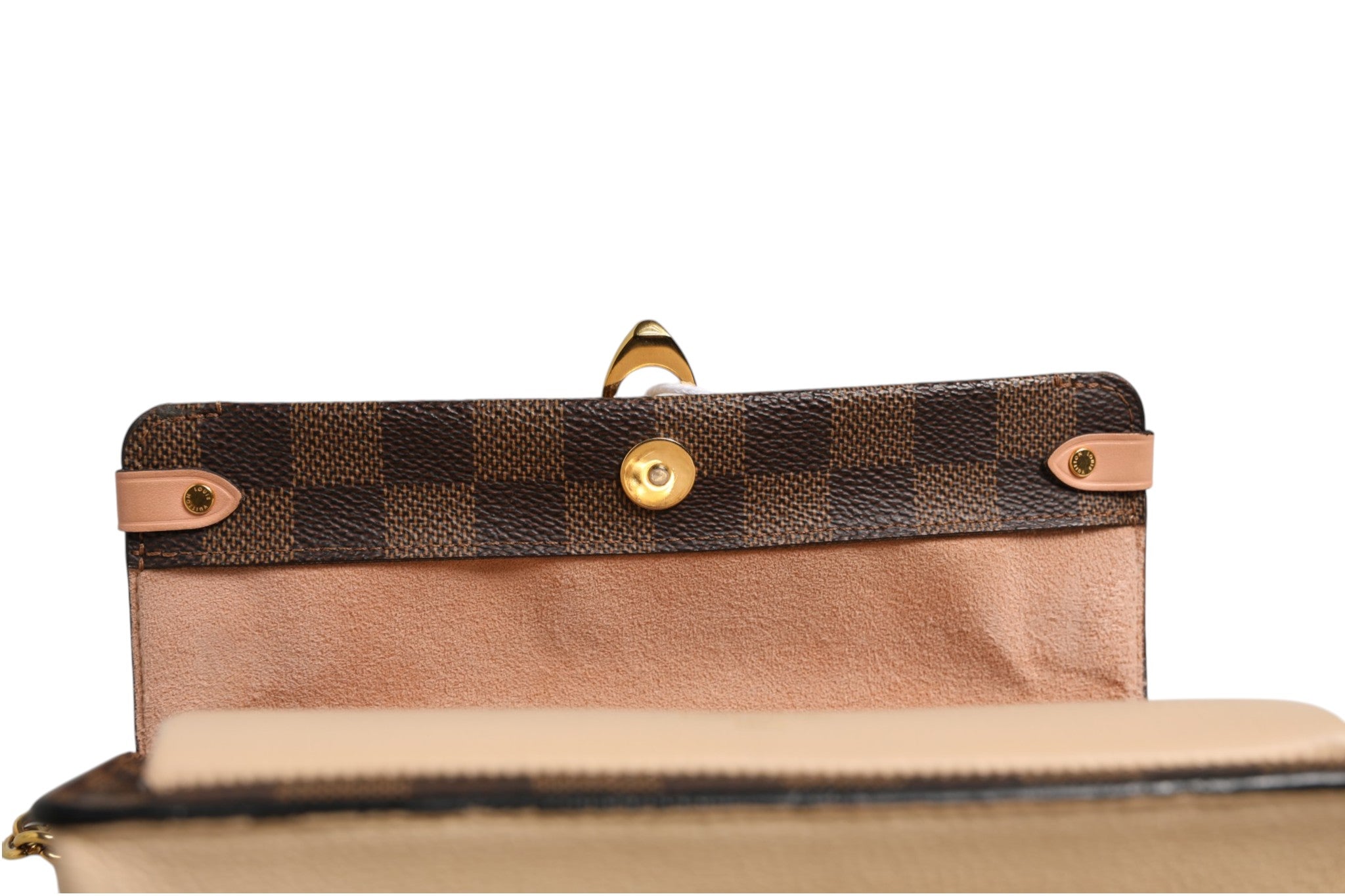 Elevate your style with the Louis Vuitton Damier Ebene Vavin Chain Wallet, a masterpiece of artisanal luxury, blending exquisite craftsmanship with timeless elegance.