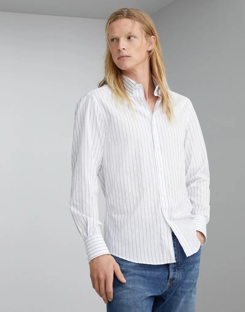 Brunello Cucinelli Bicolor Cotton Pattern Shirt