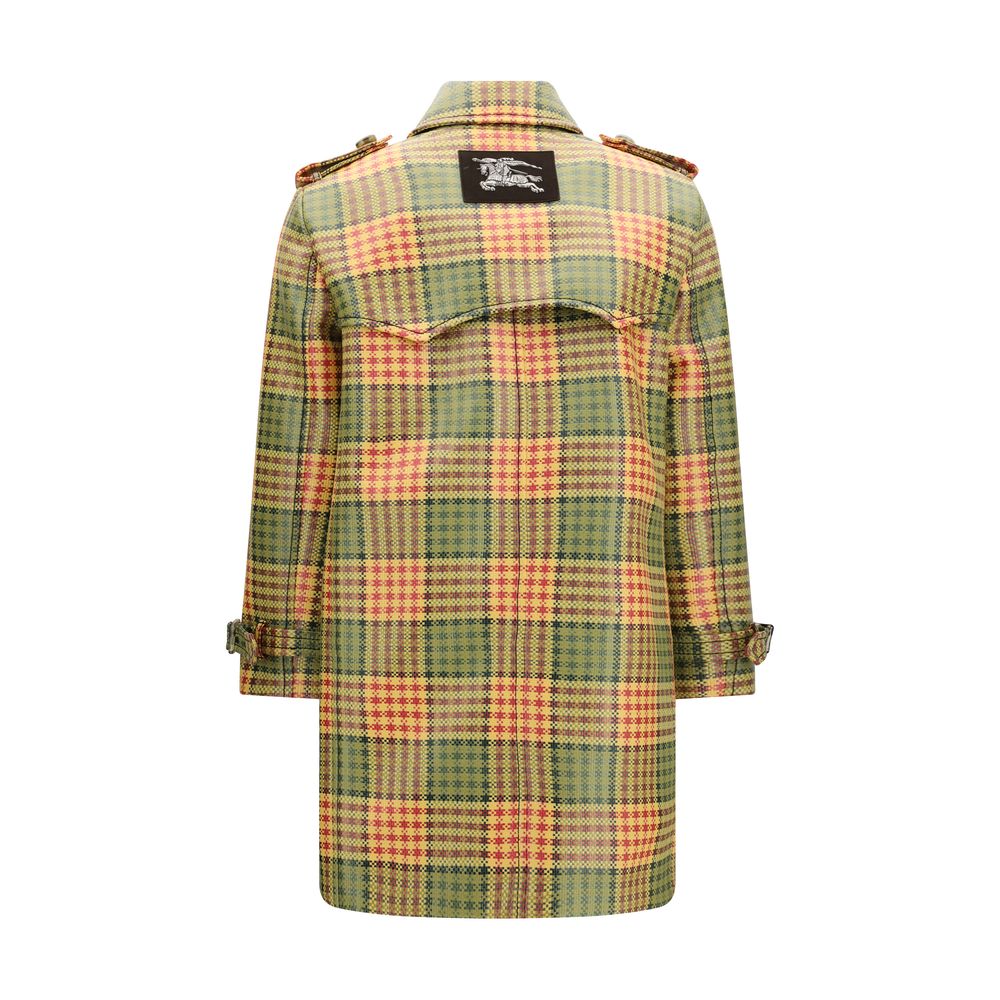 Burberry Multicolor Check Trench Coat - Designer Couture Elegance