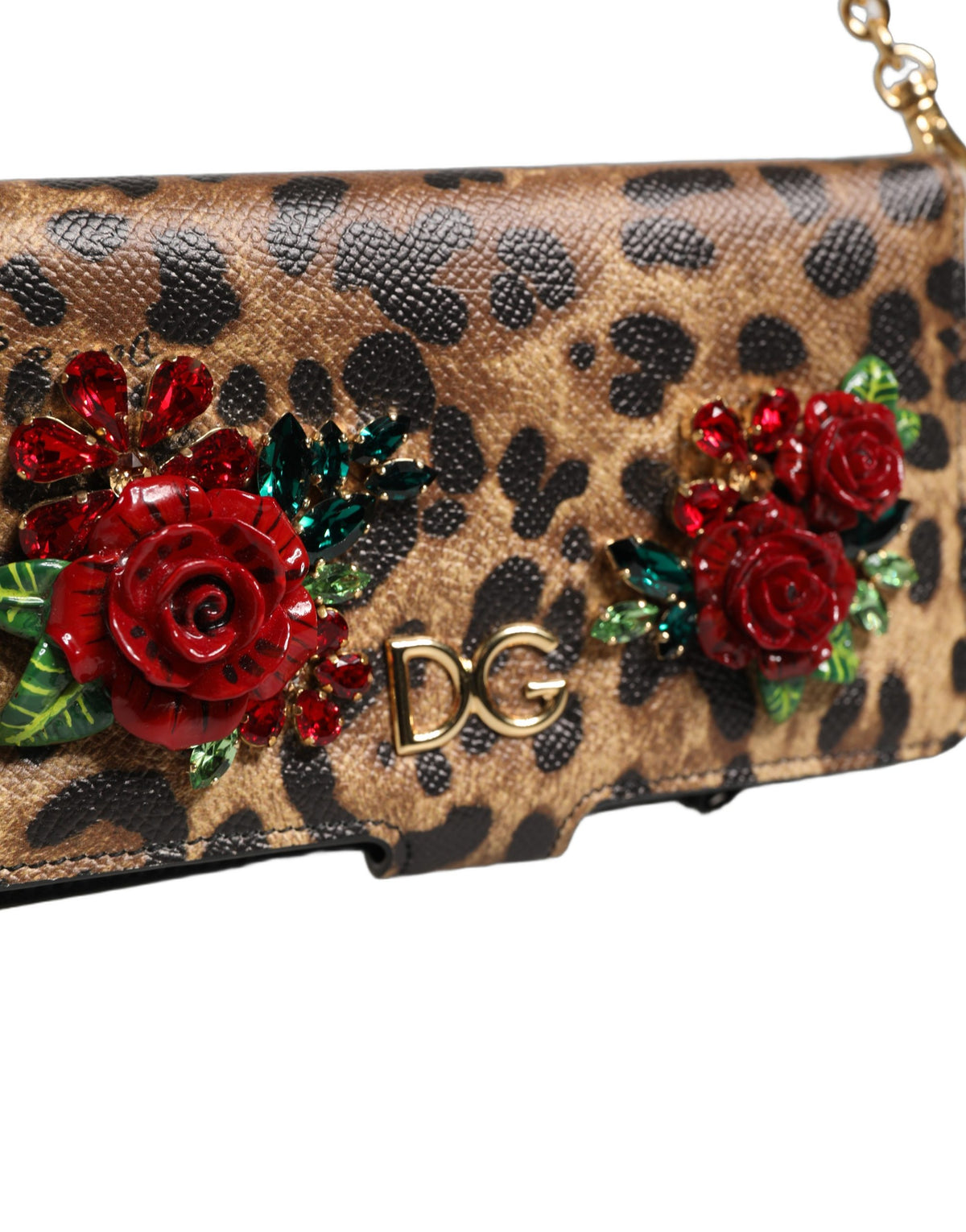 Dolce & Gabbana Brown Leopard Crystal Flip Cover for iPhone X-XS