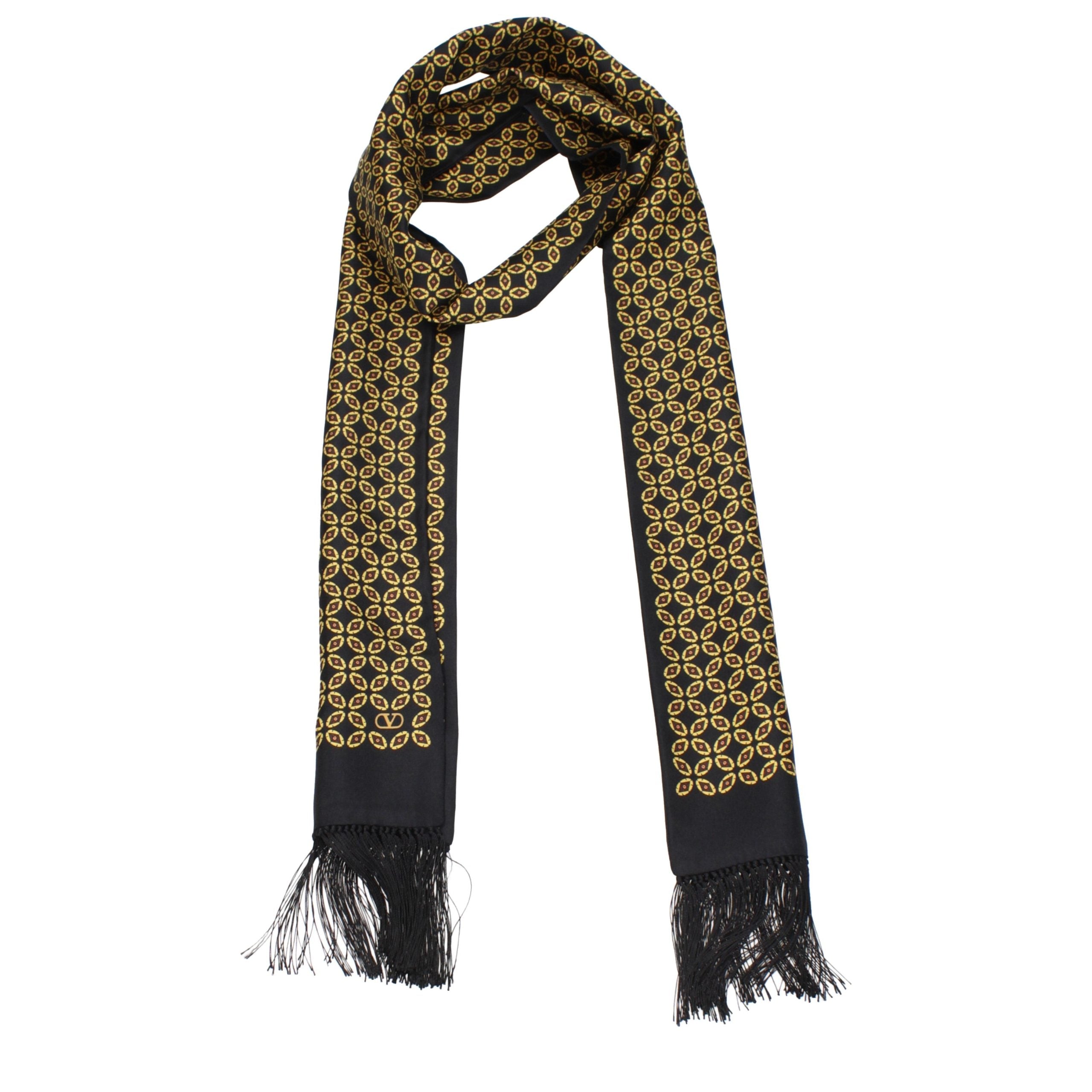 Valentino Garavani Black Silk Foulard - Artisanal Luxury Accessory