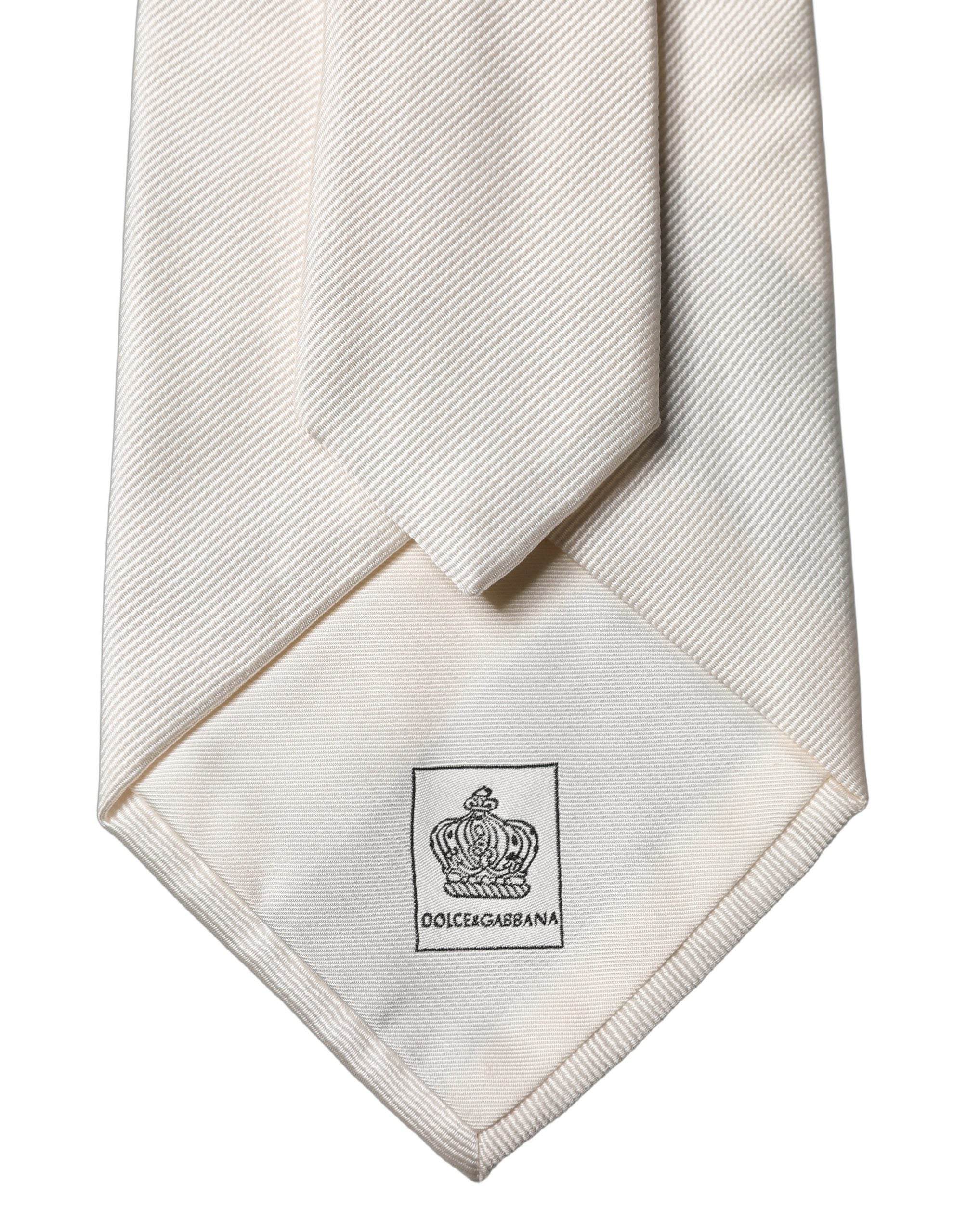 Dolce & Gabbana White Tattoo Floral Silk Adjustable Men Tied Necktie Tie