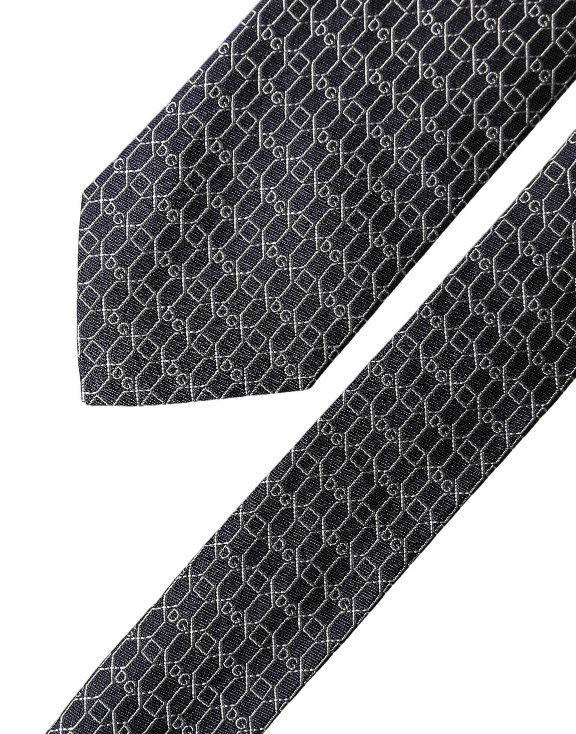 Dolce & Gabbana Black Geometric Silk Necktie - Timeless Elegance