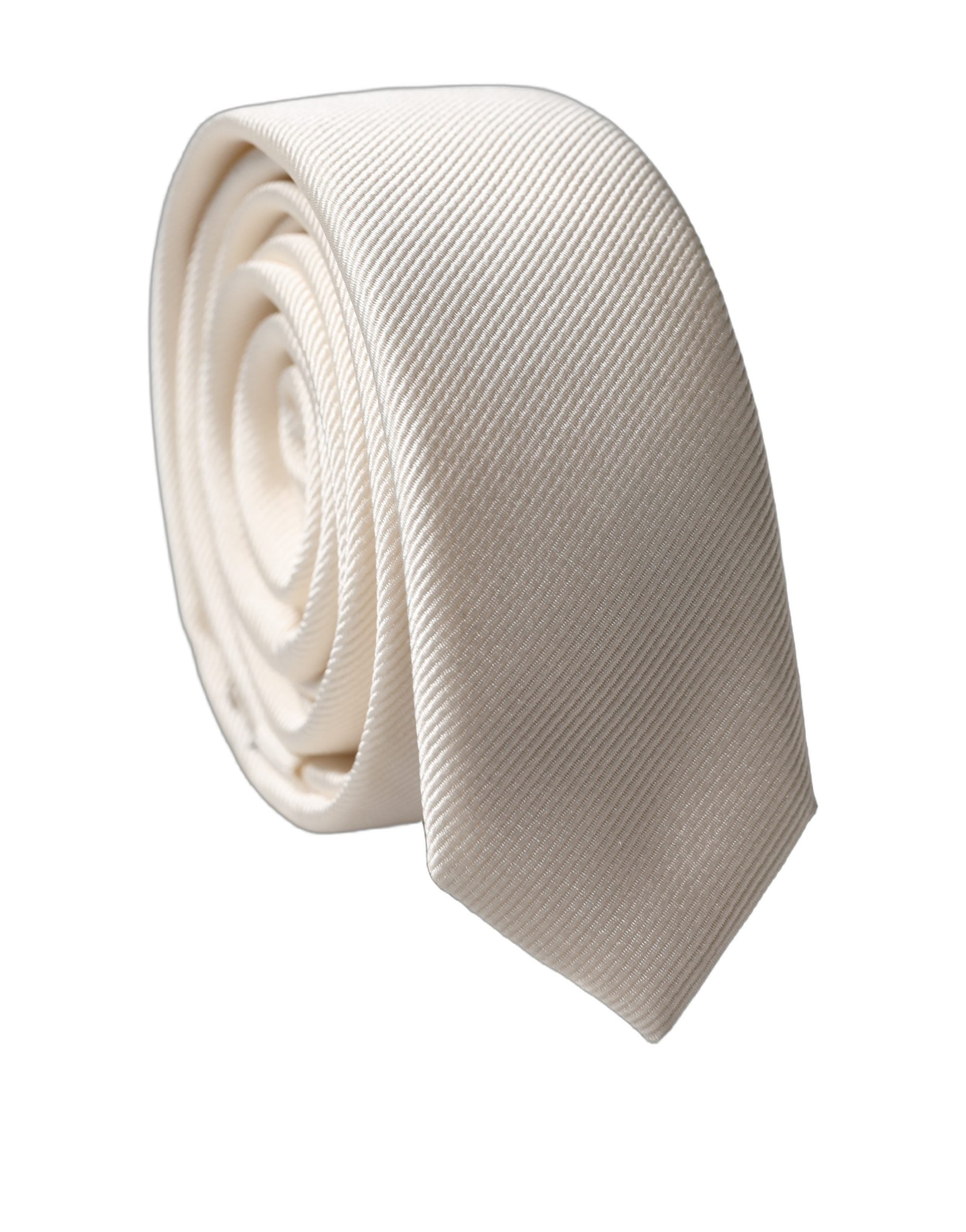 Dolce & Gabbana Off White Silk Necktie - Timeless Italian Elegance