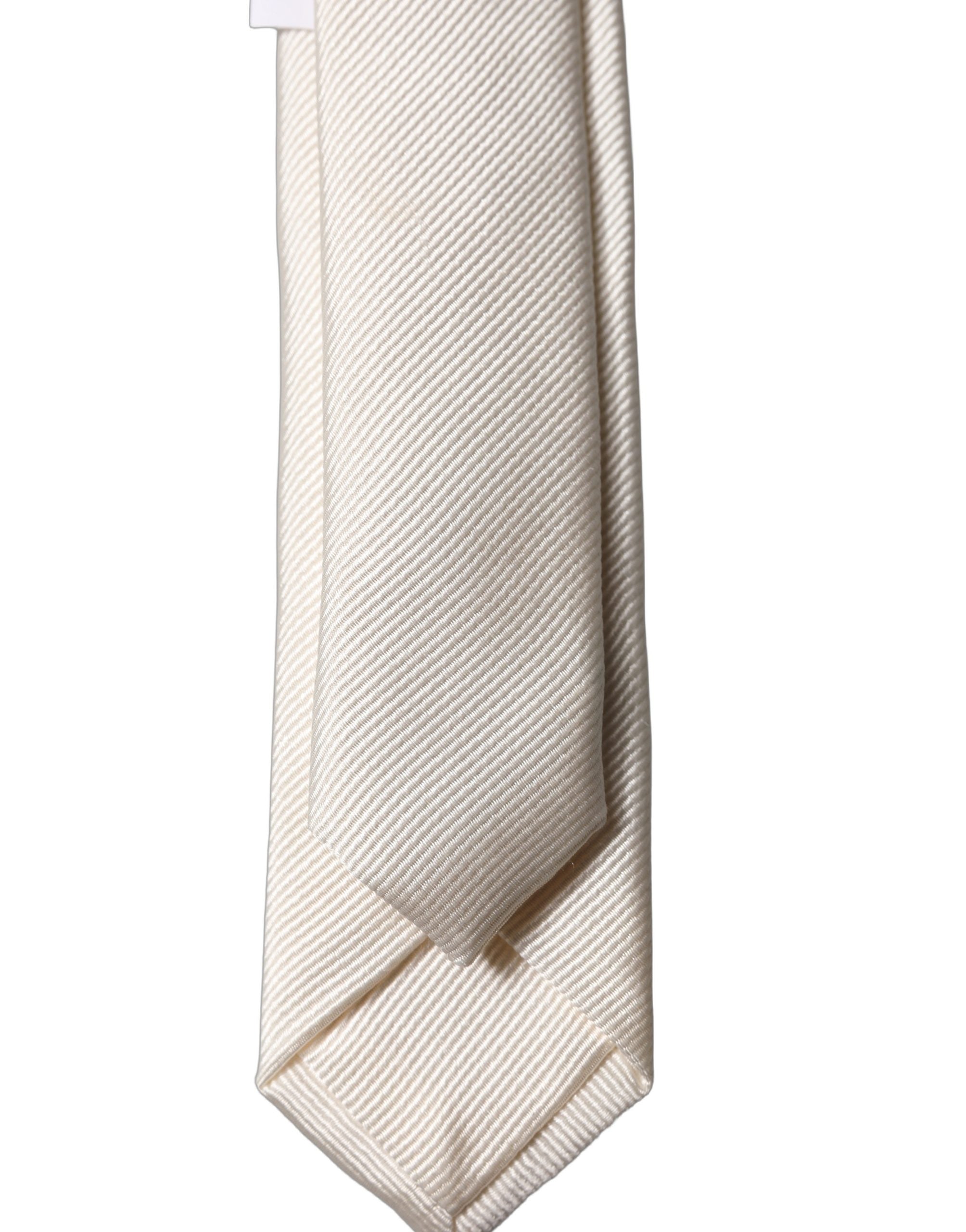 Dolce & Gabbana Off White Silk Necktie - Timeless Italian Luxury