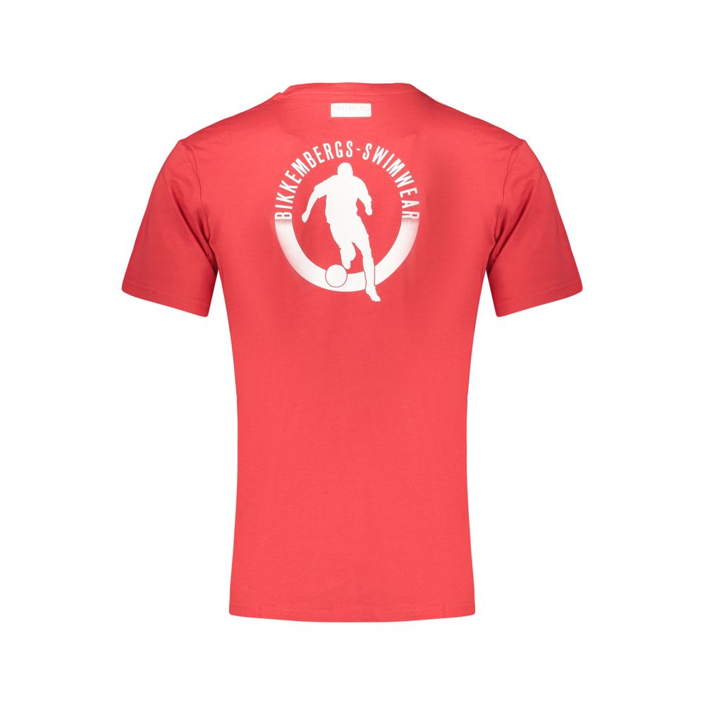 Bikkembergs Red Cotton T-Shirt - Designer Couture Elegance