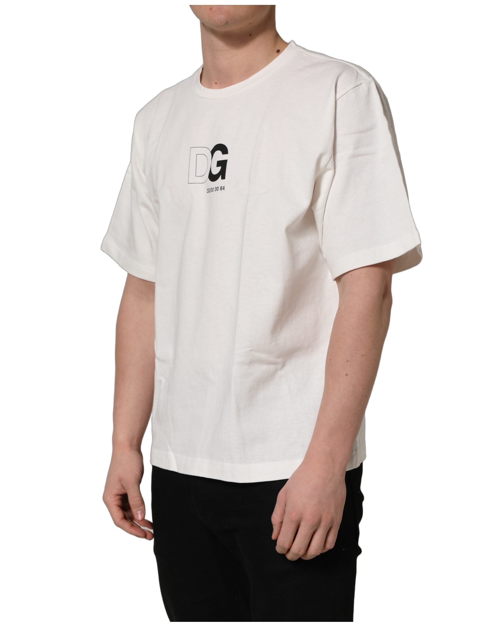 Dolce & Gabbana White DG Logo Crew Neck Short Sleeves T-shirt