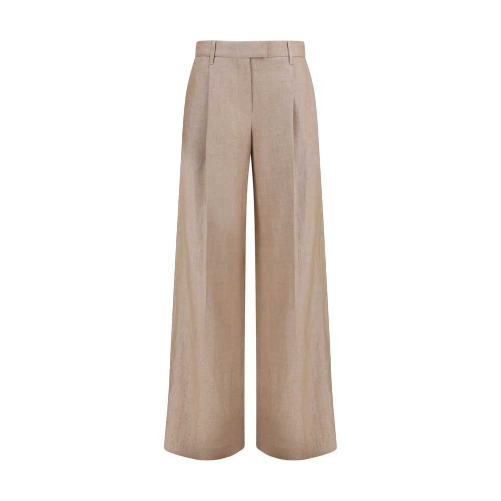 Brunello Cucinelli Beige Linen Casual Pants - Artisanal Luxury