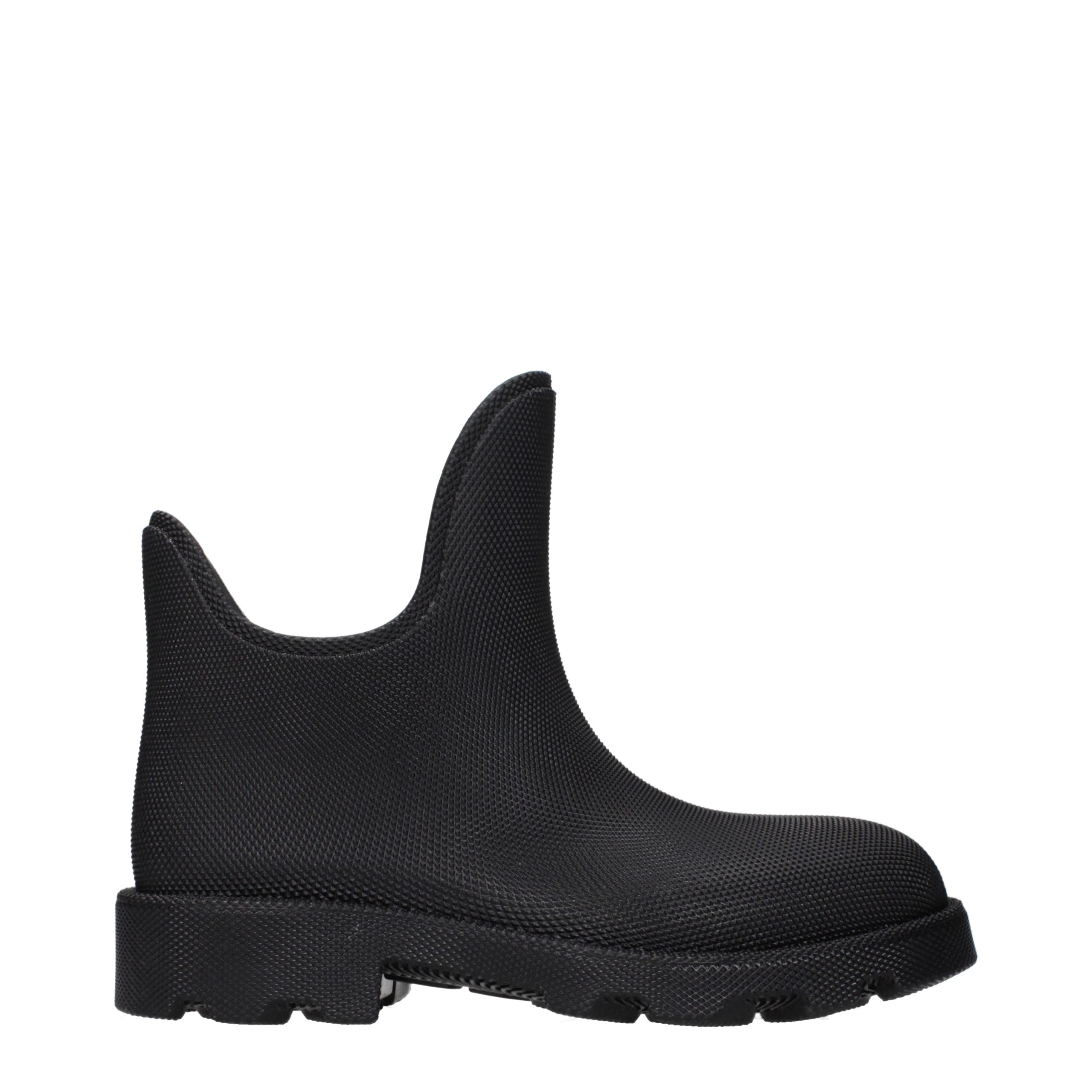Burberry Black Cotton Ankle Boots - Artisanal Luxury Elegance