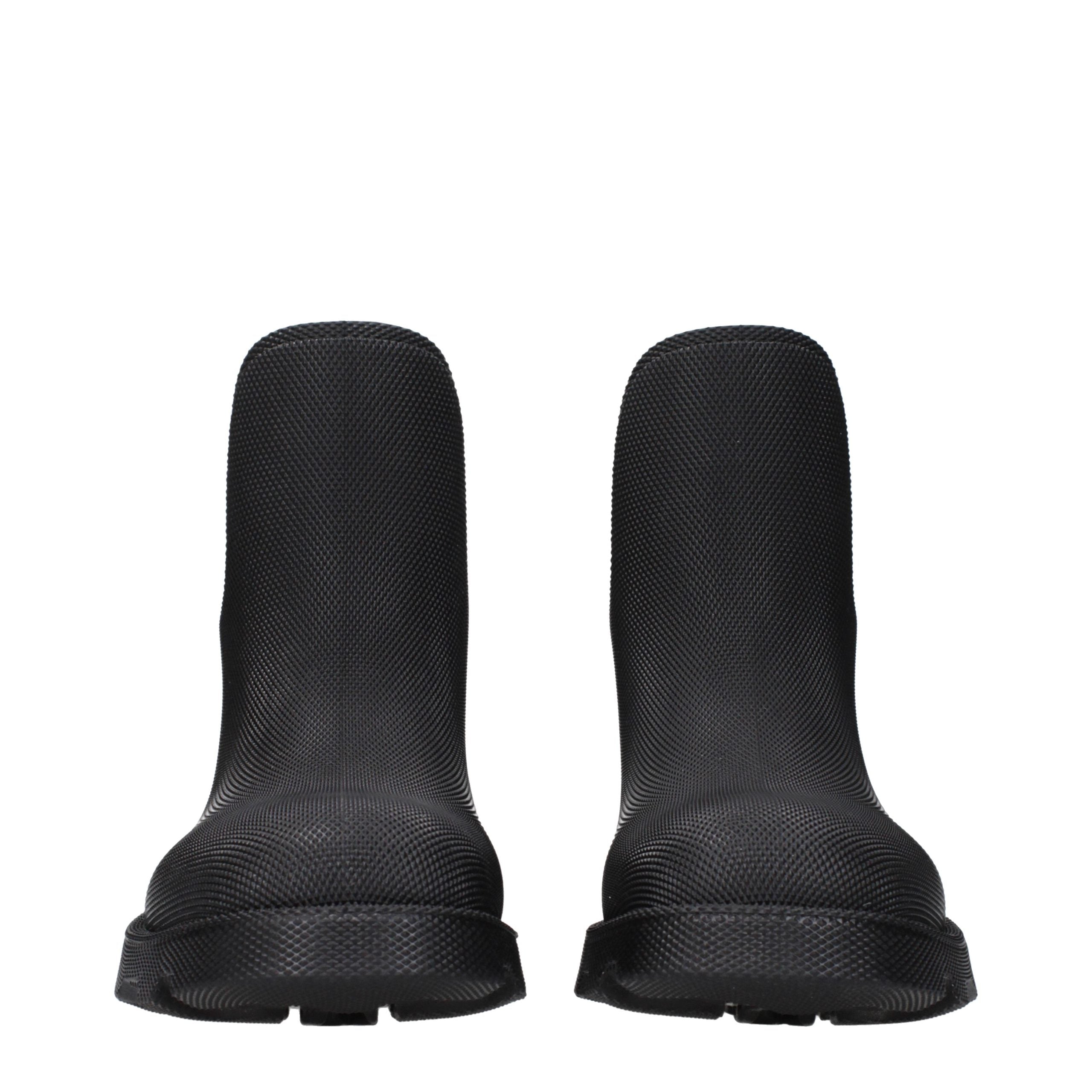 Burberry Black Cotton Ankle Boots - Artisanal Luxury Elegance