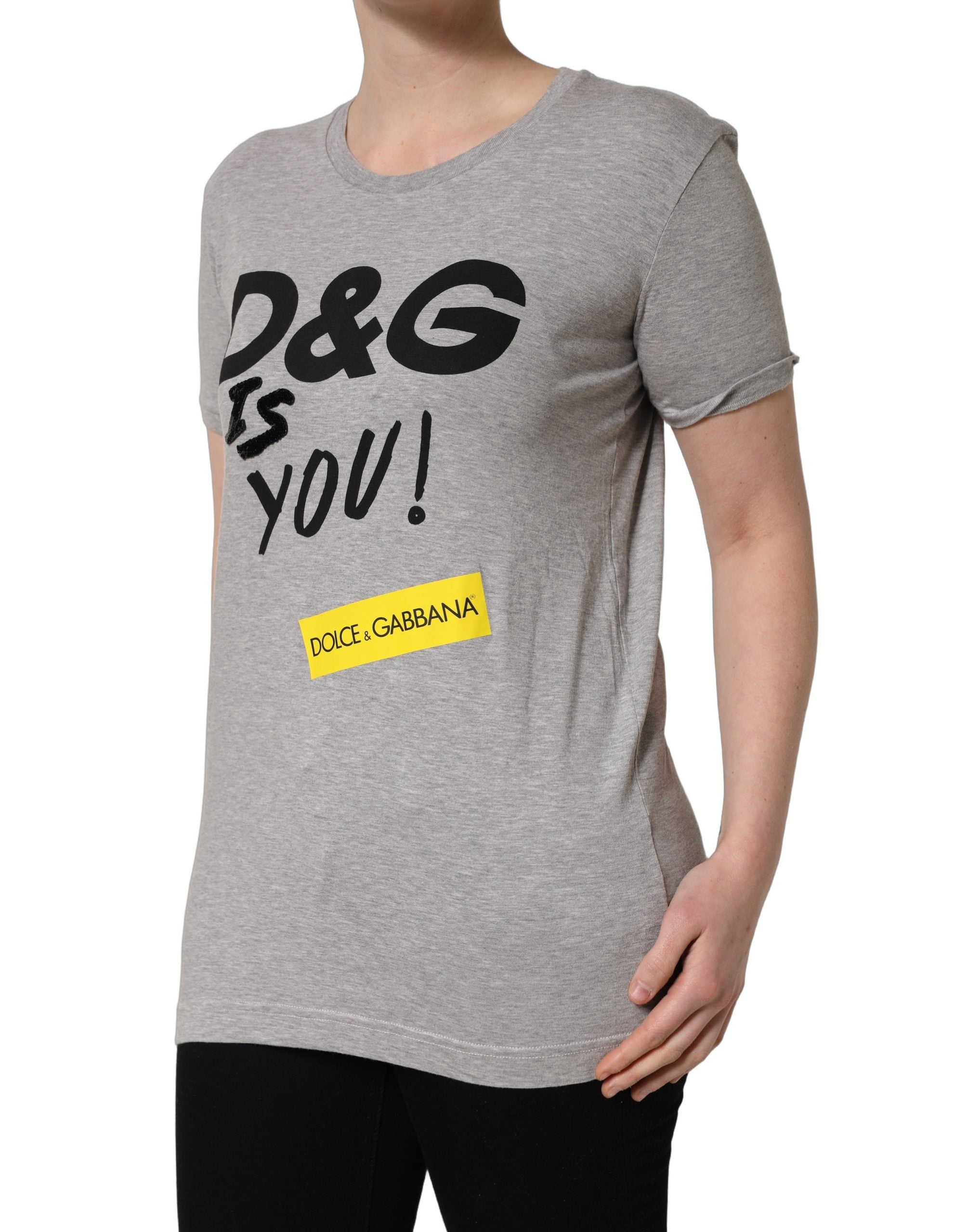Elevate your wardrobe with the Dolce & Gabbana Gray Cotton Logo Printed Crew Neck T-shirt, a testament to Italian craftsmanship and effortless elegance.