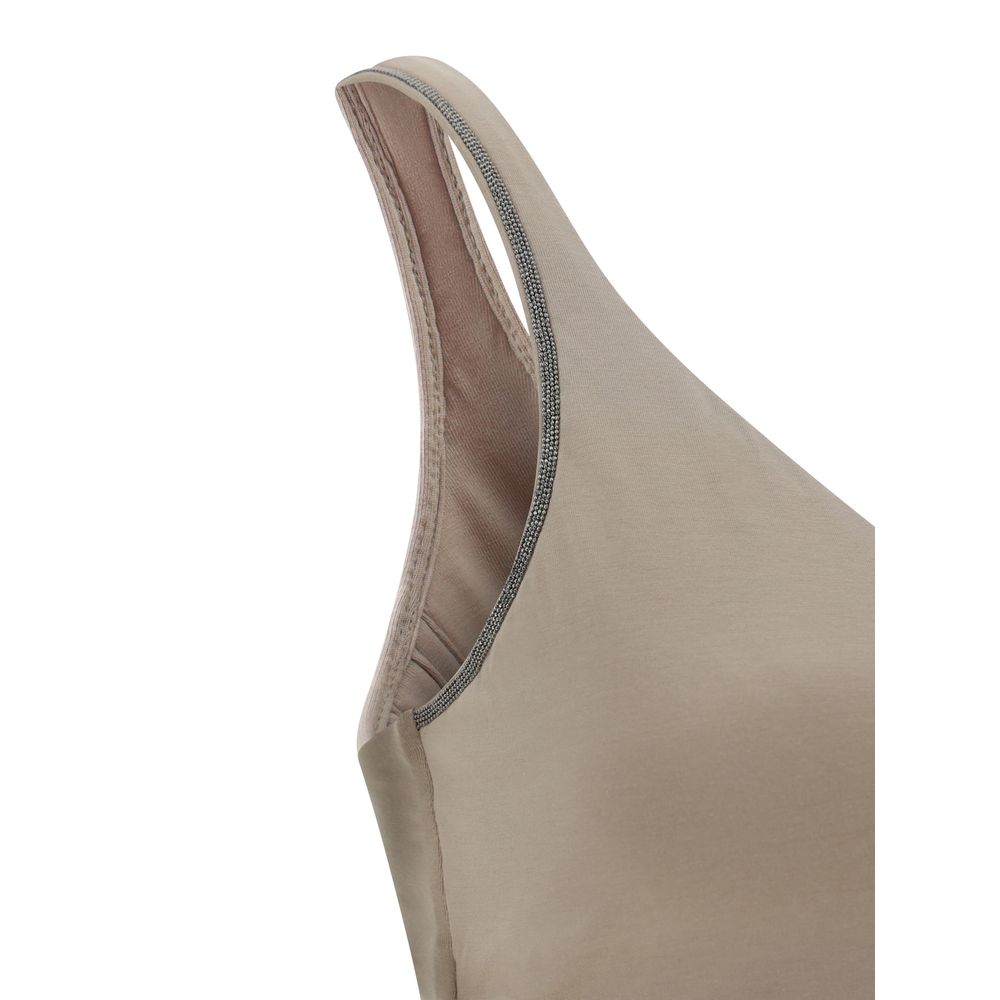 Brunello Cucinelli Beige Cotton T-Shirt, Designer Casual Elegance