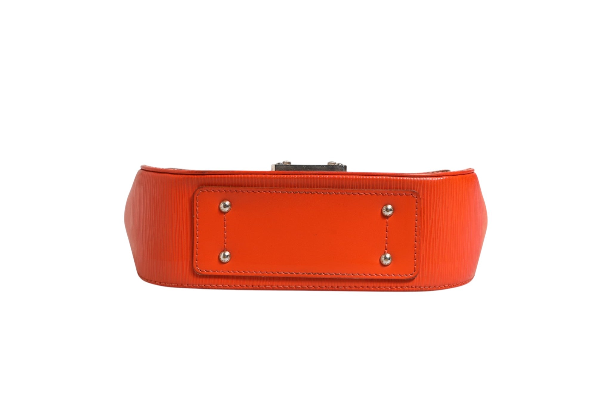 Indulge in the exquisite allure of the Louis Vuitton Epi Leather Eden PM Bag, a timeless masterpiece crafted from luxurious orange Epi leather, perfect for elevating any ensemble.