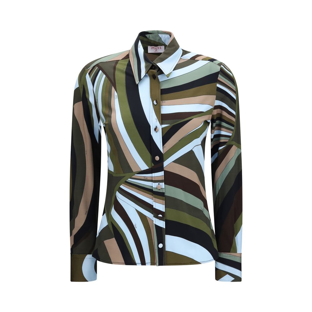 Elevate your wardrobe with the Emilio Pucci Multicolor Viscose Pattern Shirt, a masterpiece of iridescent elegance and luxurious comfort for the discerning individual.