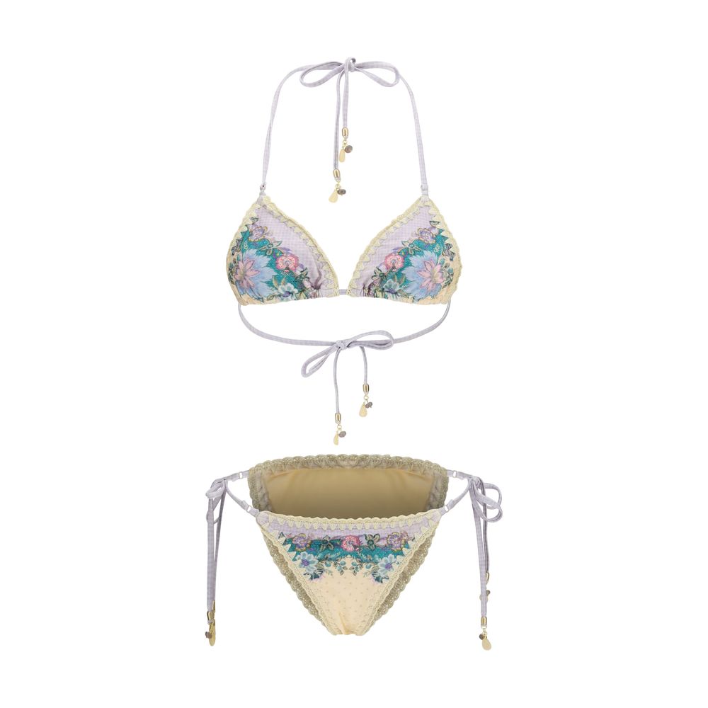 Indulge in the Zimmermann Indra crochet-detail bikini, a luxurious blend of elegance and sophistication, perfect for sun-soaked escapes and chic gatherings.