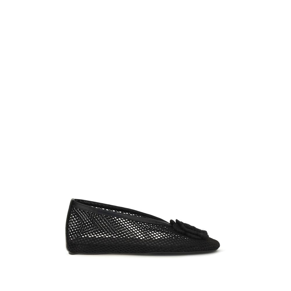 Ganni Black Mesh Ballet Flats - Modern Elegance Redefined